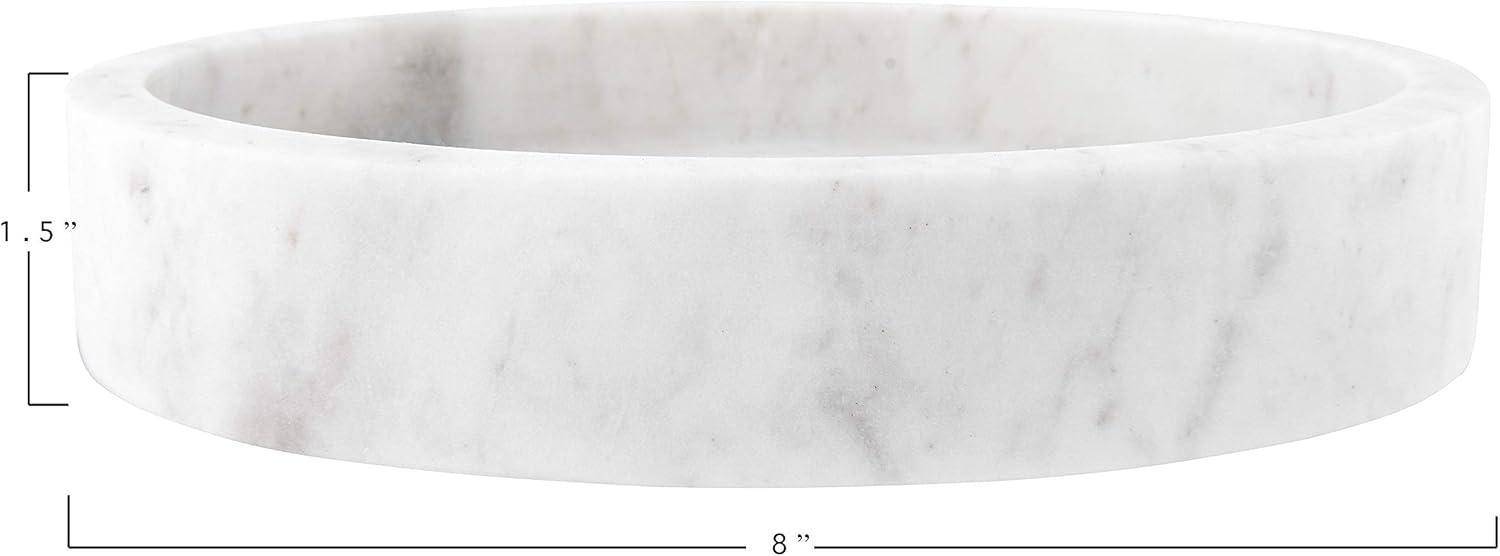 Creative Co-Op Minimalist Round Carved Marble Tray or Charcuterie Board, White