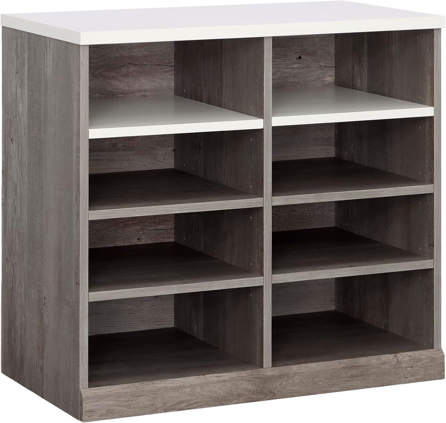 Mystic Oak and White Adjustable Shelving Craft Cabinet