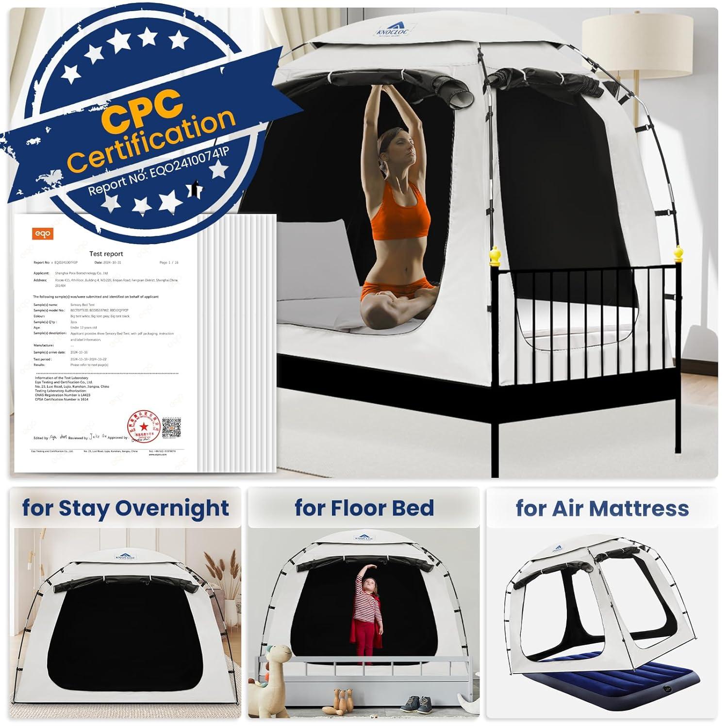 Blackout Twin Bed Tent with Aluminum Poles and Polyester Fabric