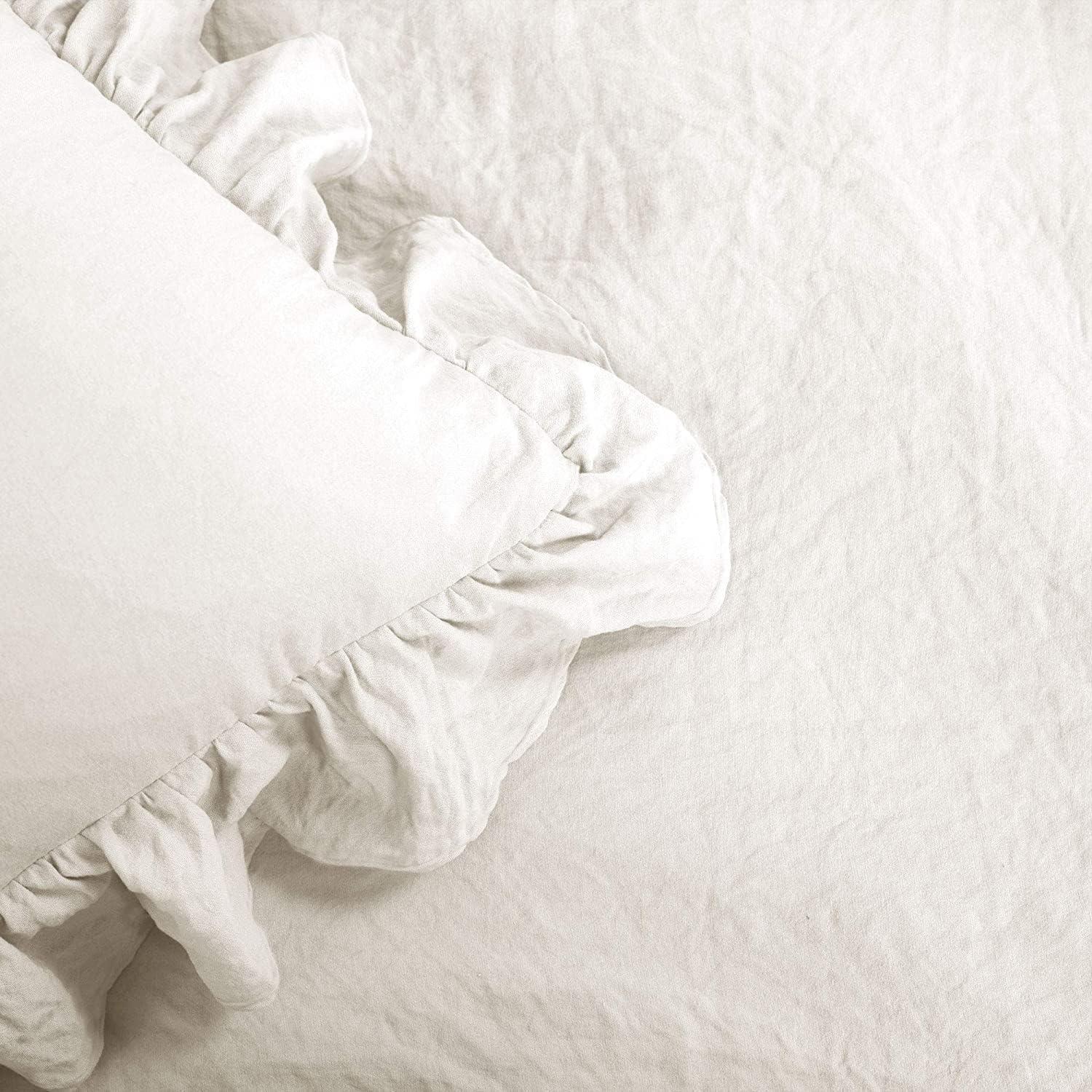 Lush Décor 3pc King Reyna Comforter Set White: Microfiber, Ruffled, OEKO-TEX Certified