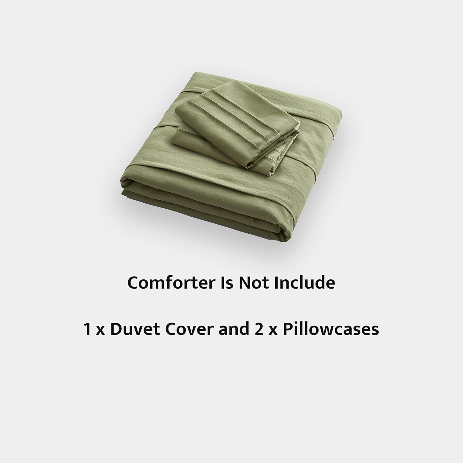 Oli Anderson White Duvet Cover Twin Size - Pleated Twin Duvet Cover, 2PCS Soft and Breathable Textured Bedding Set with Zipper Closure(White,68"x90")