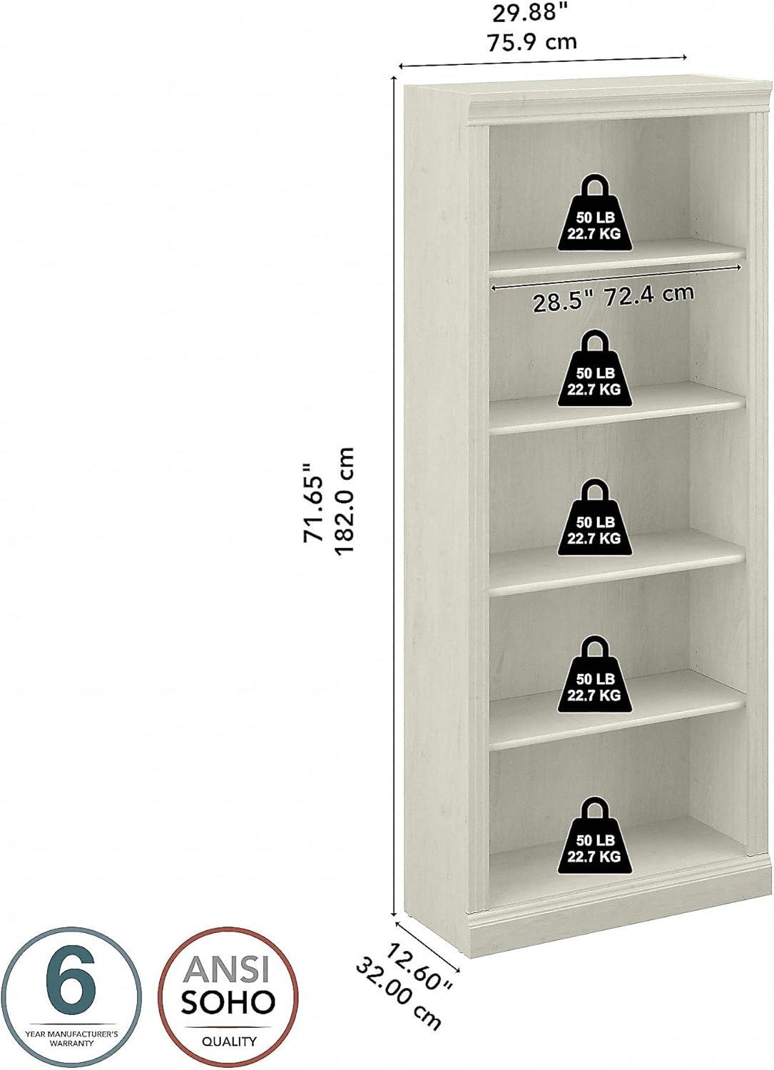Saratoga Tall 5 Shelf Bookcase in Linen White Oak - Engineered Wood