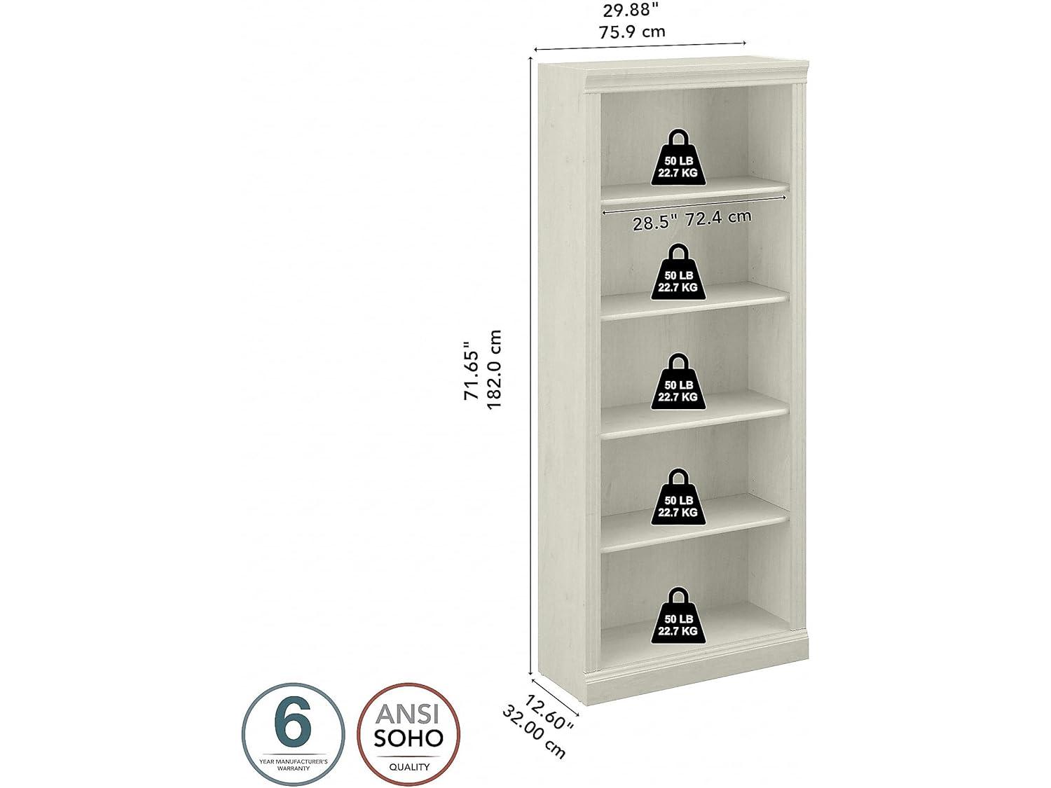 Bush Furniture Saratoga Tall 5 Shelf Bookcase