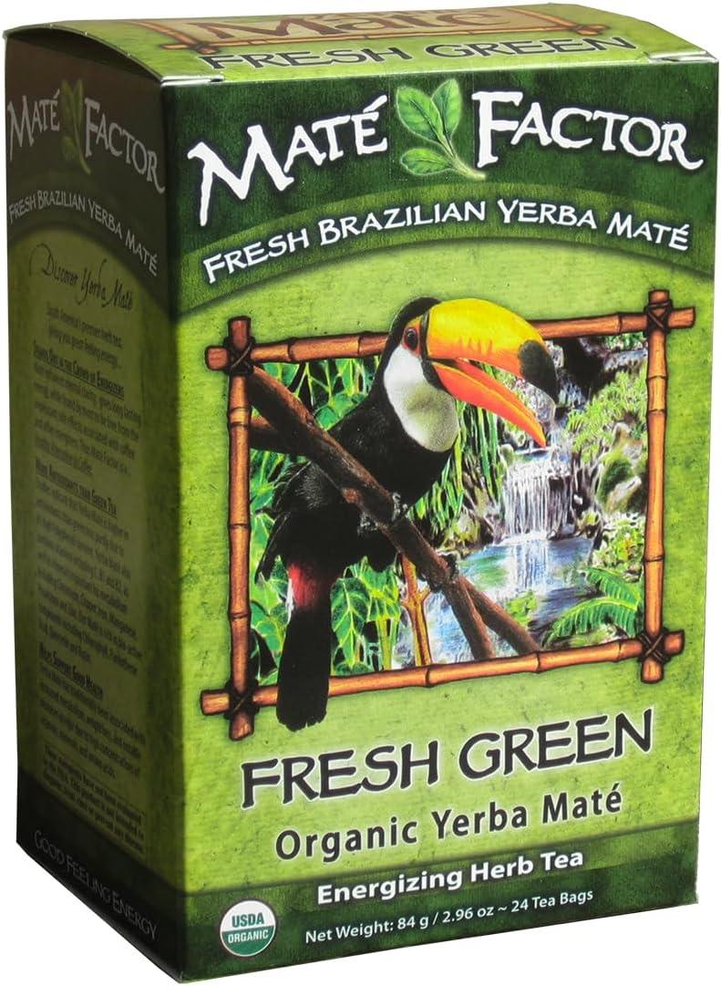 Mate Factor Fresh Green Organic Yerba Mate - Case of 6 - 24 Bags