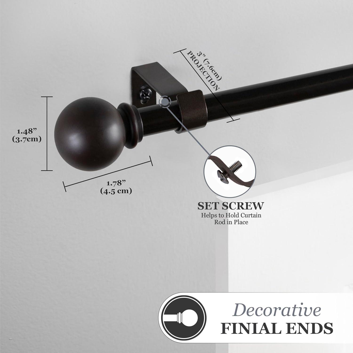 Kenney® Chelsea 5/8" Standard Decorative Window Curtain Rod, 28-48", Weathered Brown