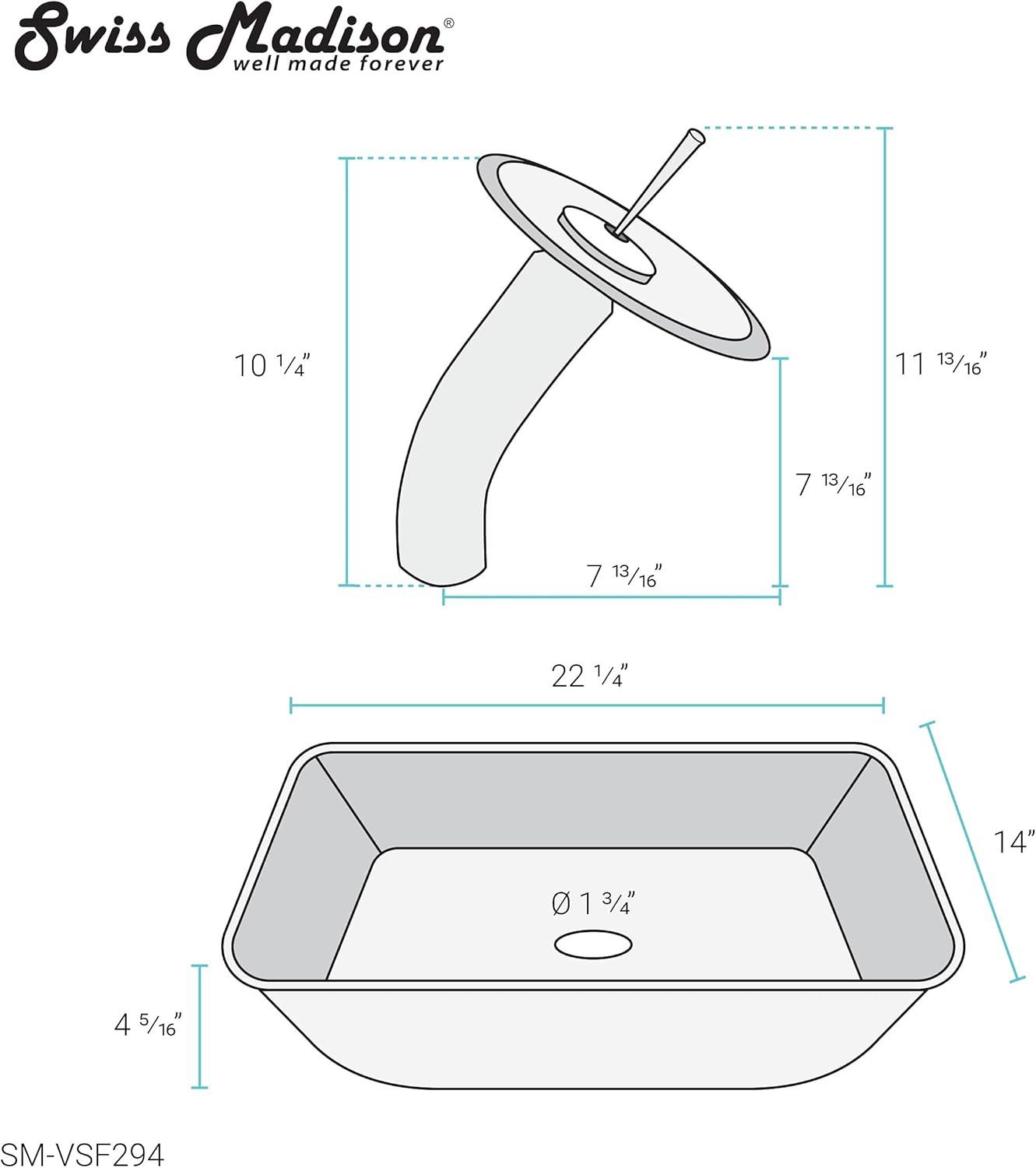 Cascade Rectangular Glass Vessel Sink with Faucet