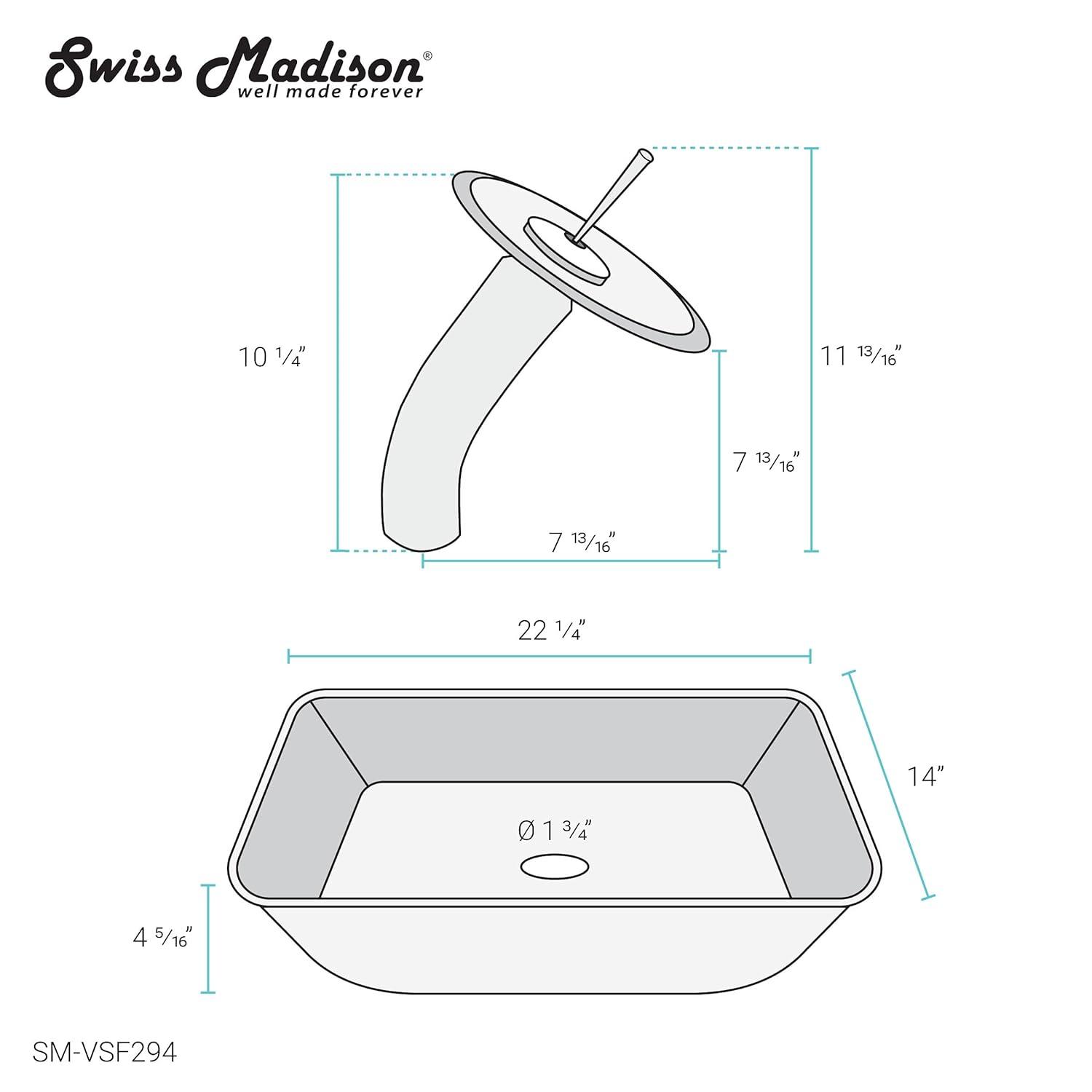 Cascade Rectangular Glass Vessel Sink with Faucet