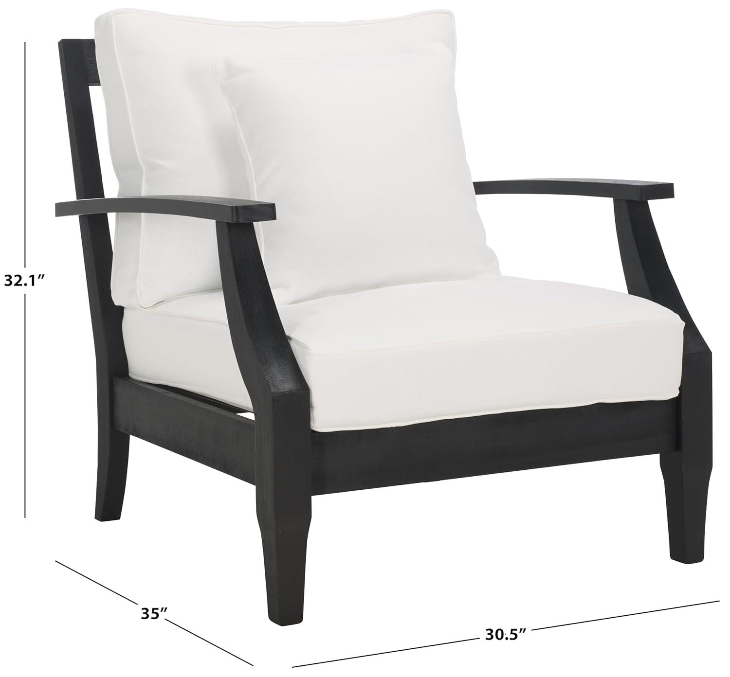Ssafavieh Martinique Coastal Eucalyptus Wood Solid Print Armchair, Natural / Beige
