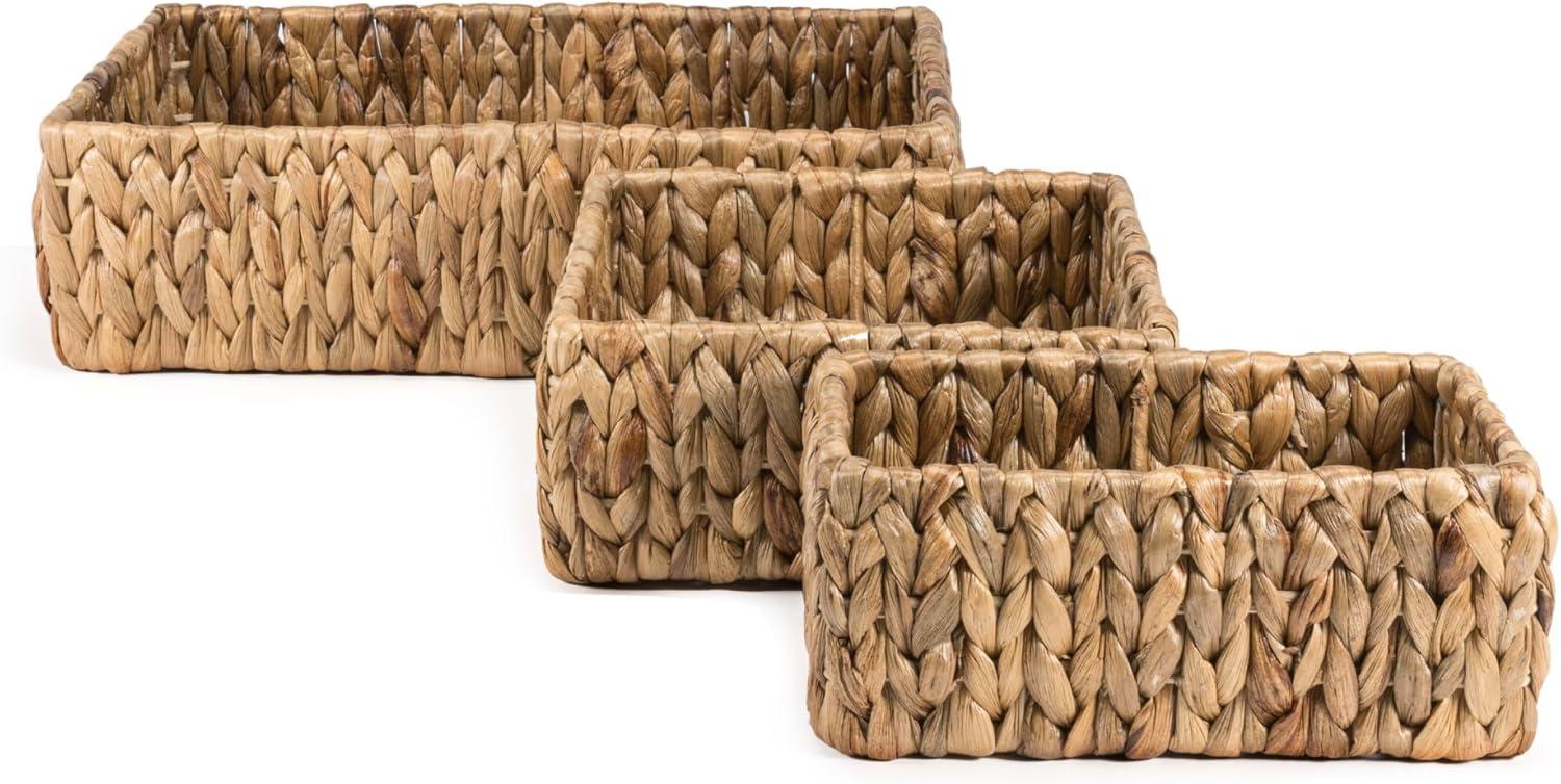 Natural Hand-Woven Hyacinth Nesting Storage Baskets, Set of 3