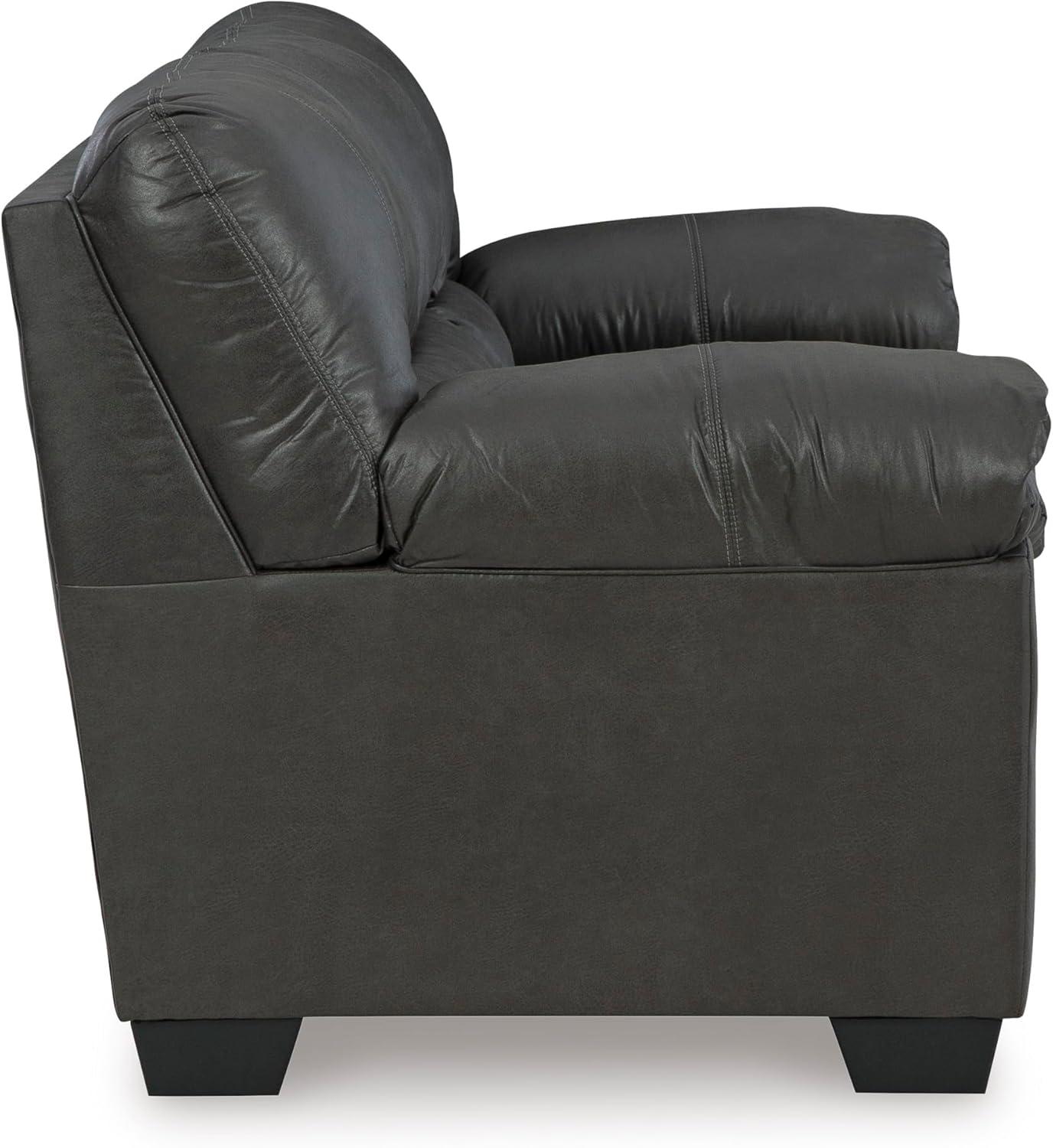 Signature Design by Ashley Bladen Contemporary Faux Leather & Wood Sofa in Gray