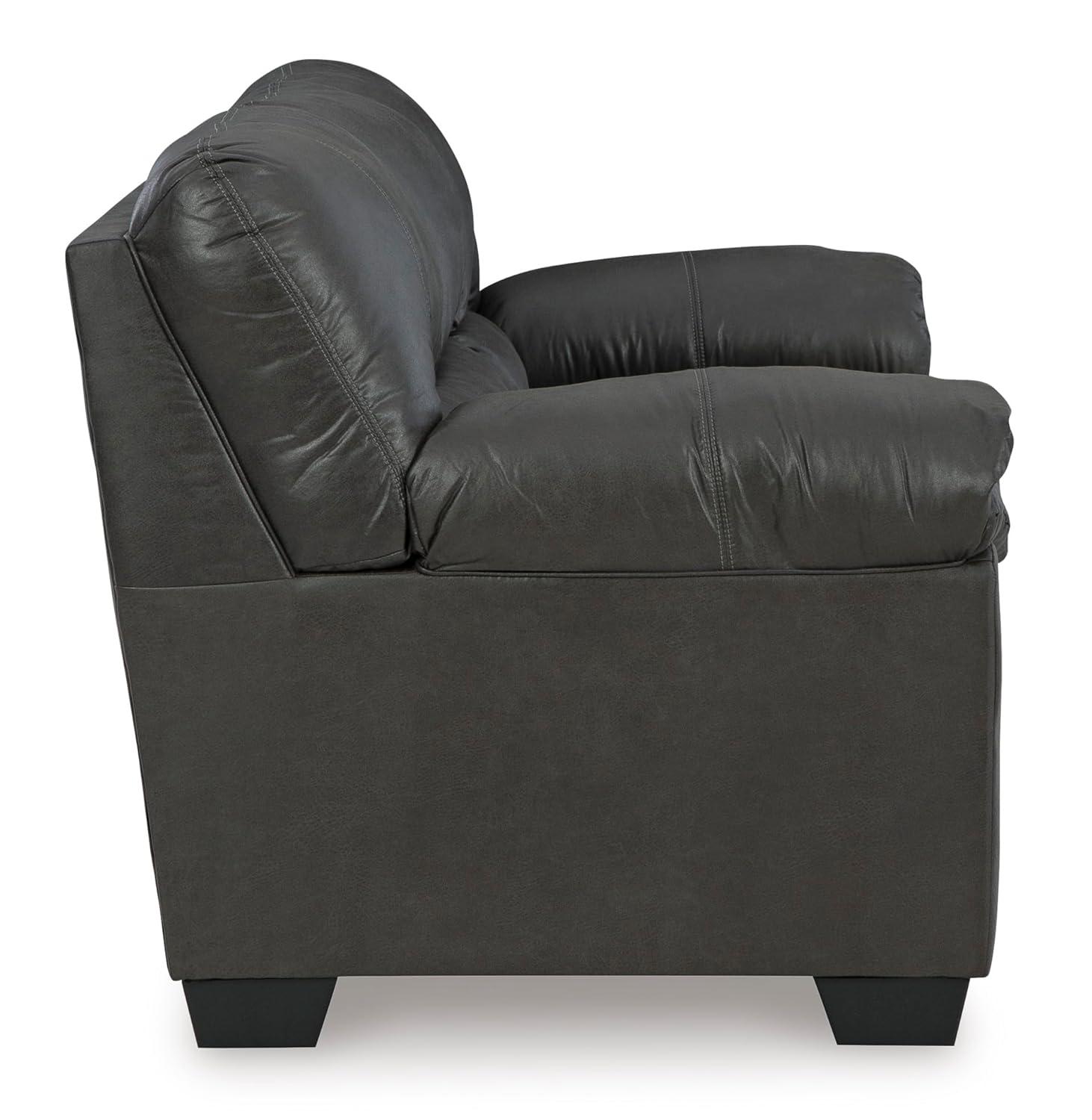 Signature Design by Ashley Bladen Contemporary Faux Leather & Wood Sofa in Gray