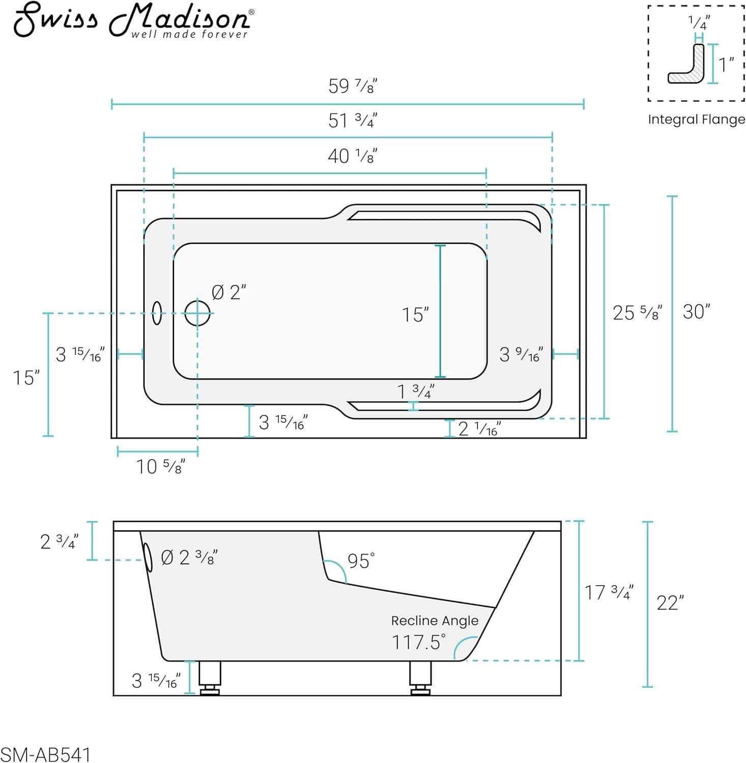 Voltaire 60" x 30" Alcove Bathtub with Apron