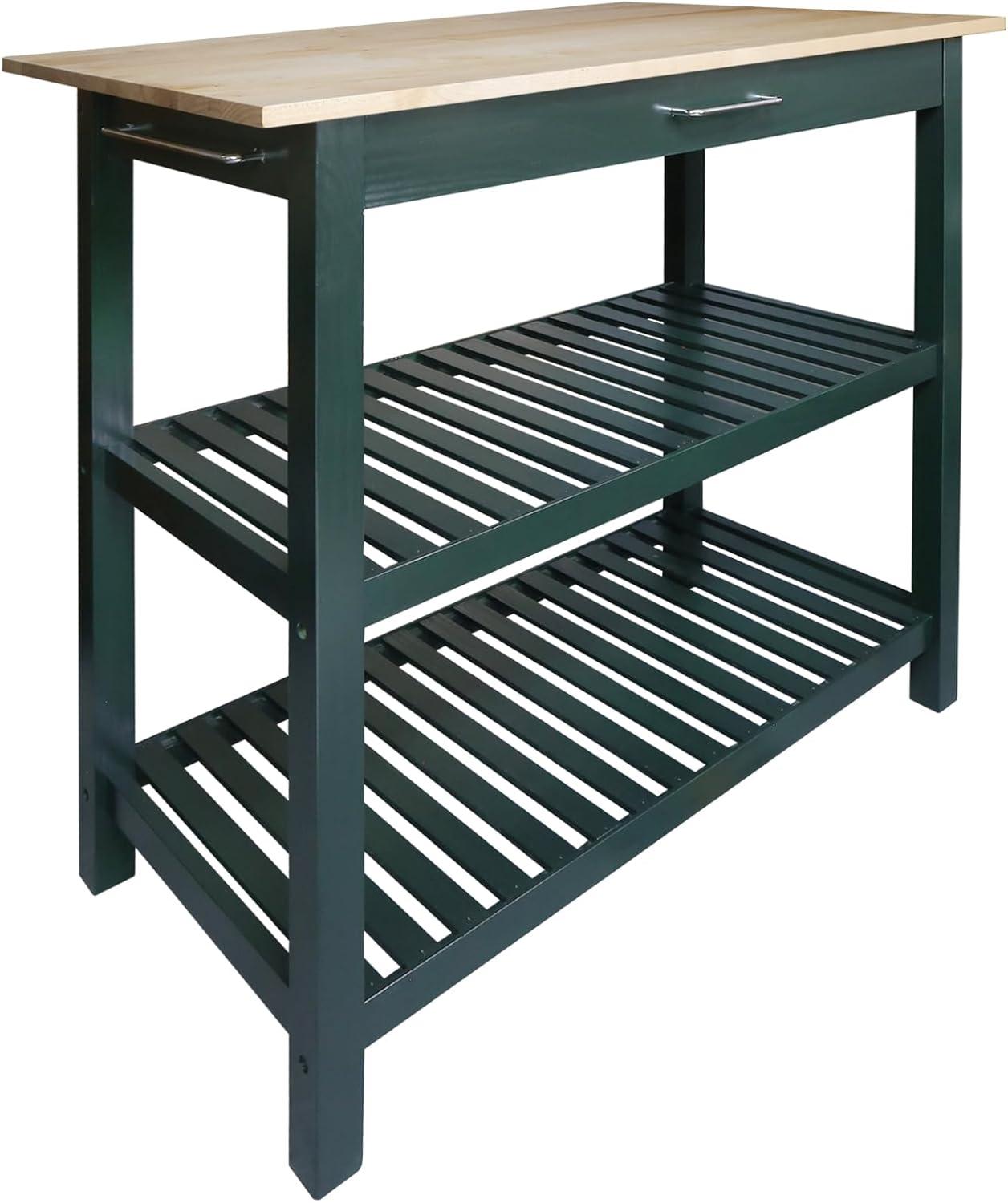 Kitchen Island with Solid American Hardwood Top, Hunter Green