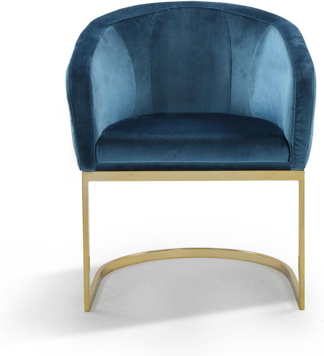 Livorno Teal Velvet Accent Chair with Gold Metal Frame
