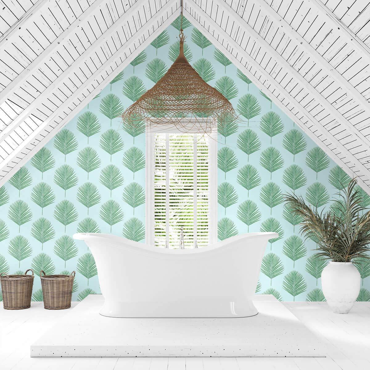 Lillian August Luxe Haven Maui Palm 9' L x 27" W Smooth Peel and Stick Wallpaper Roll