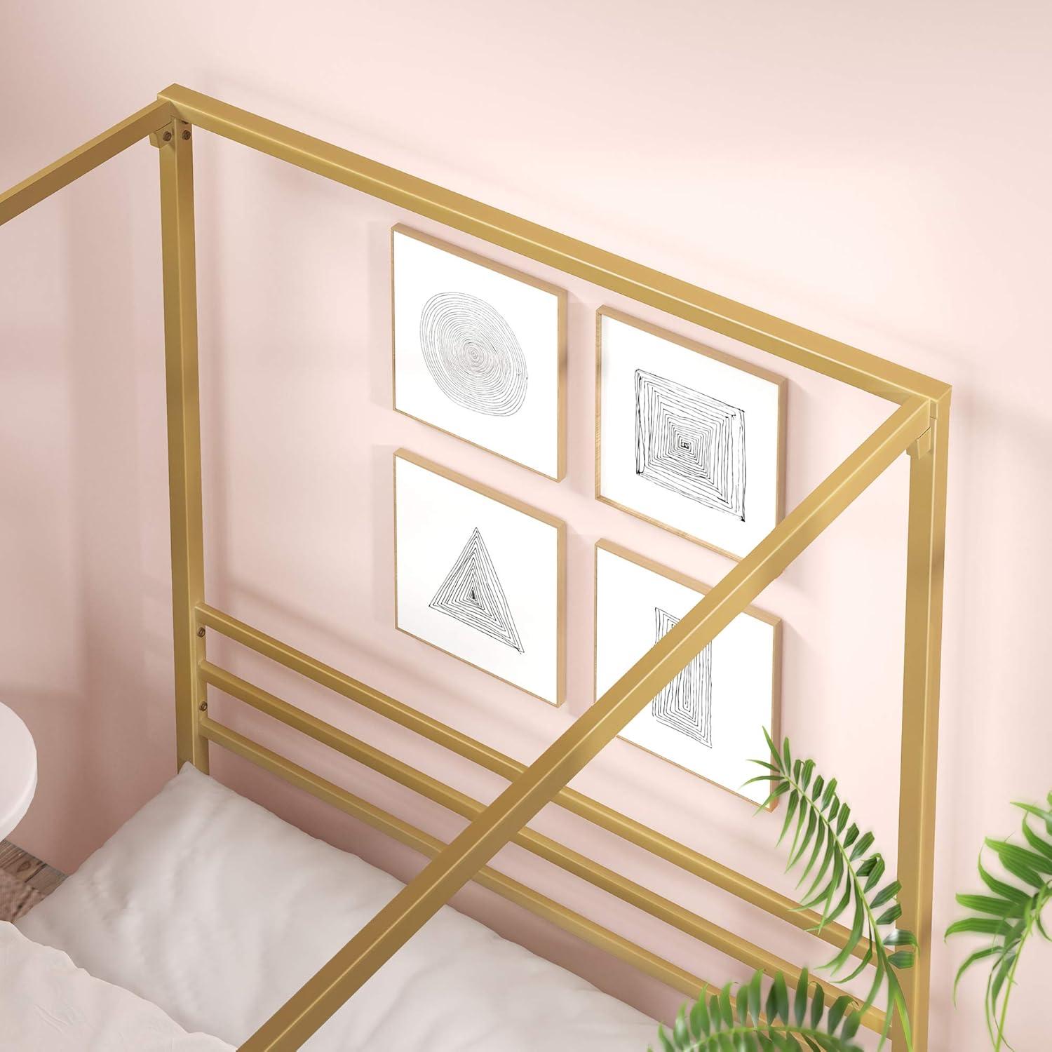 Zinus Patricia 72" Gold Metal Canopy Platform Bed Frame, Full