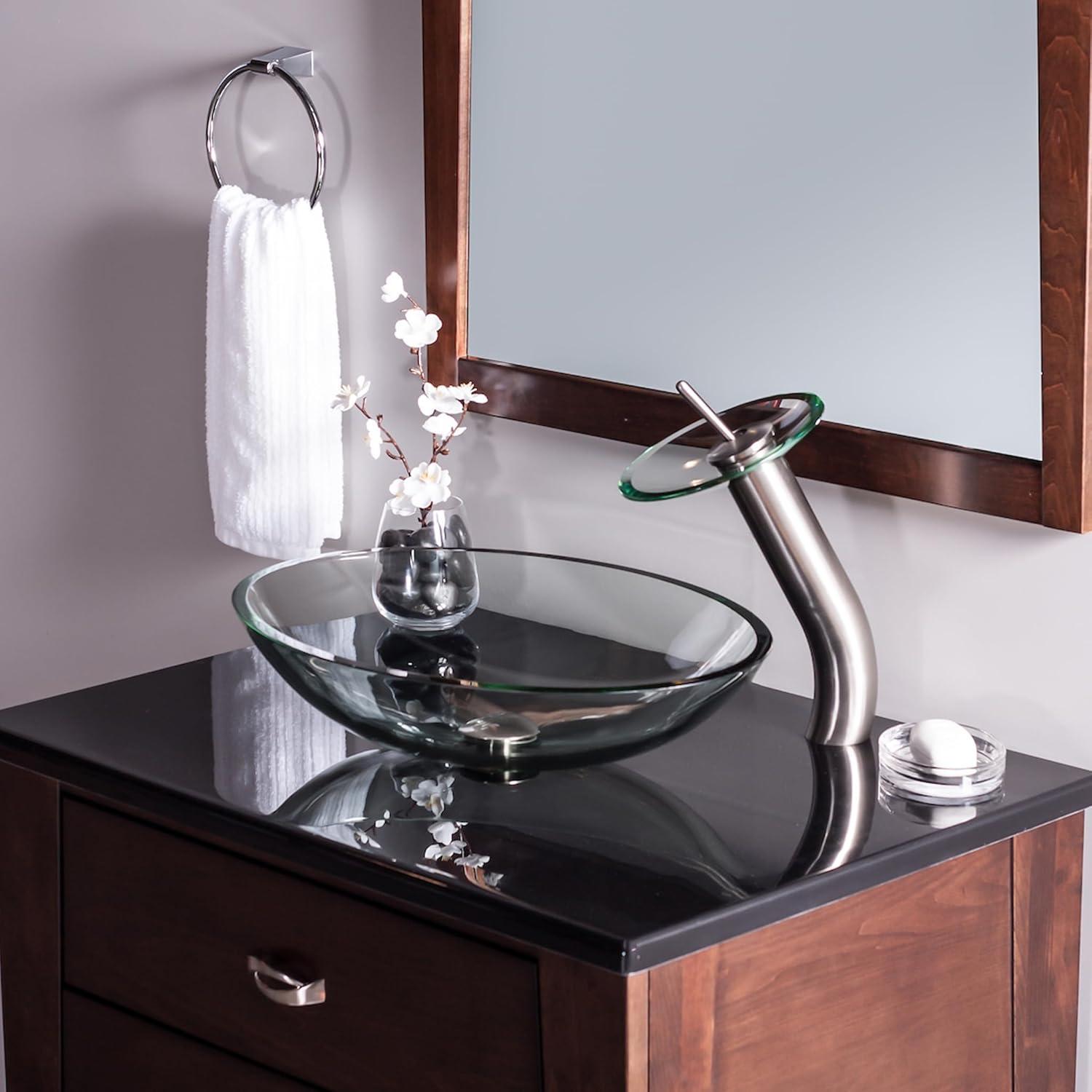 Novatto 15'' Glass Oval Bathroom Sink