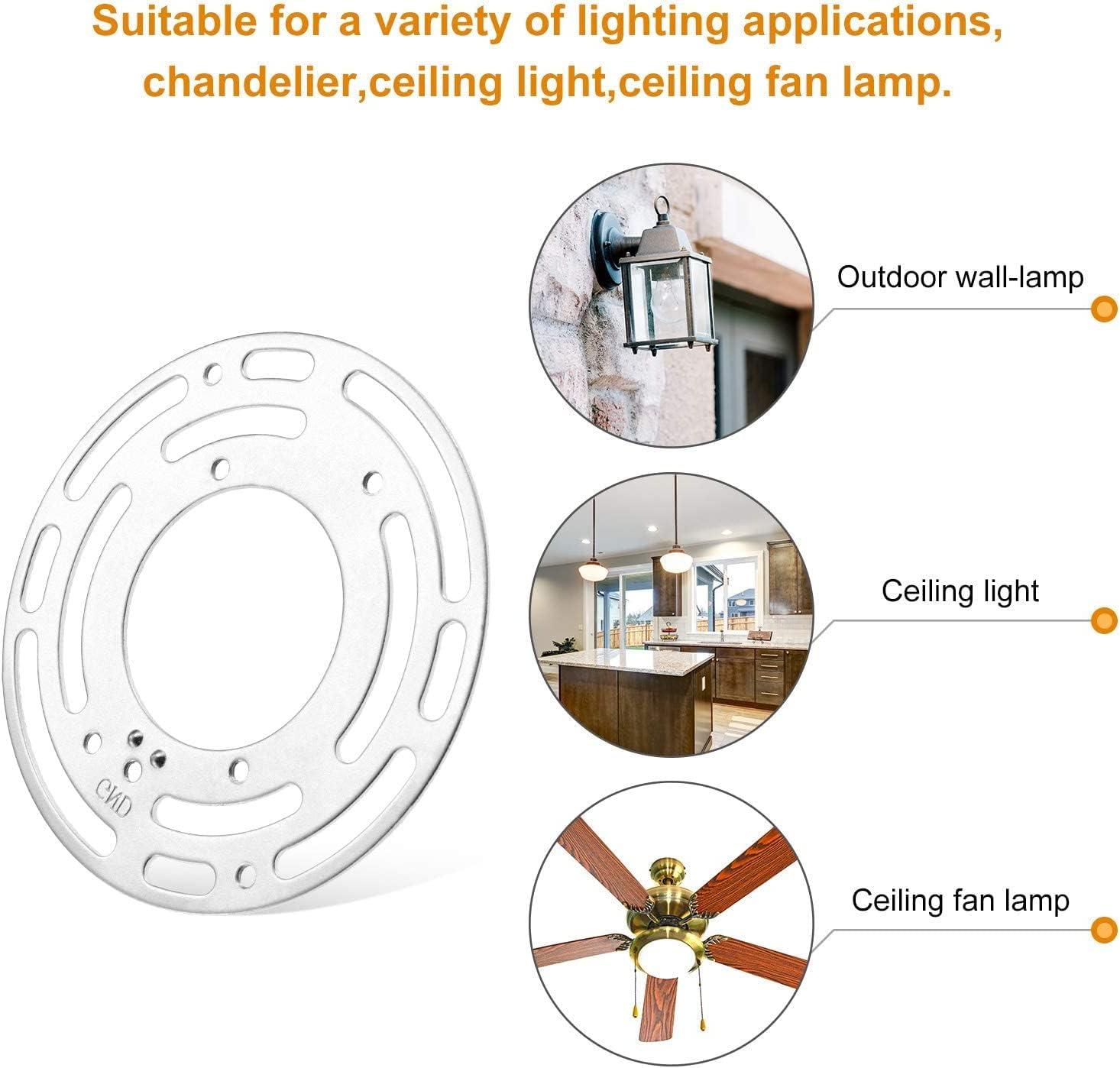 2 Pack Universal Light Fixture Mounting Bracket, 4 Inches Diameter Steel Round Light Crossbar, Mounting Bracket for Wall Light, Ceiling Light, Chandelier