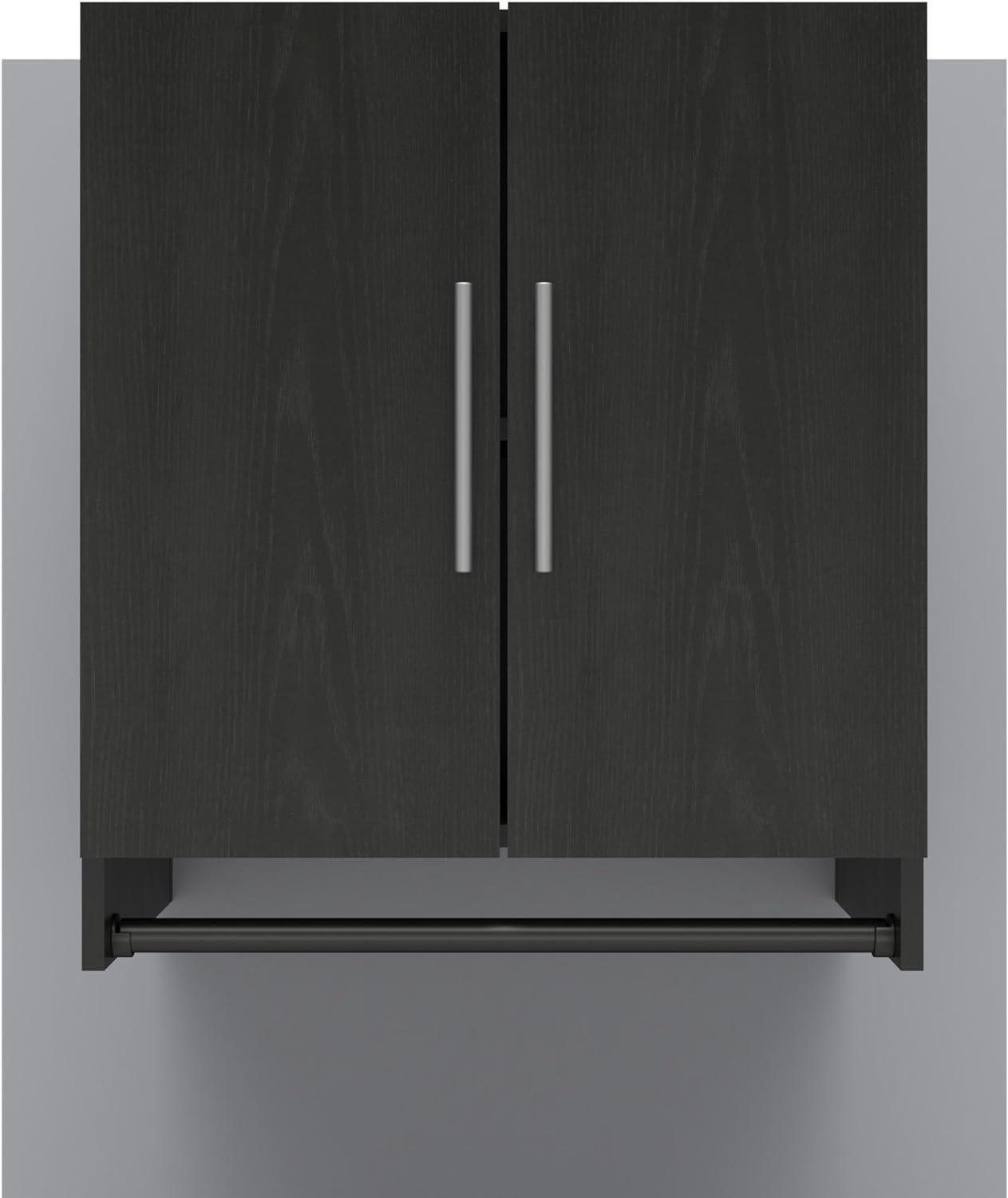 Camberly Black Oak Wall-Mounted Cabinet with Hanging Rod