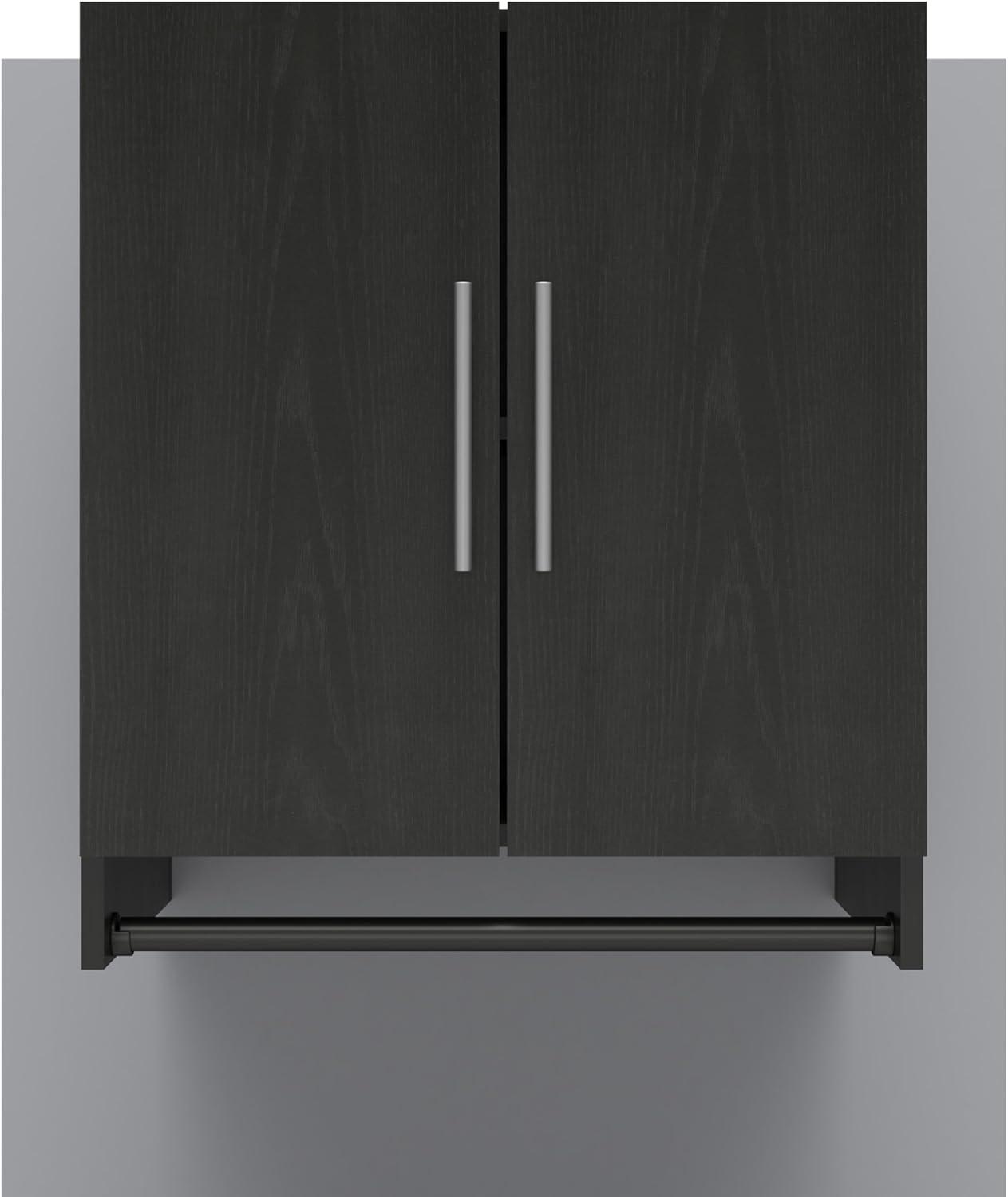 Camberly Black Oak Wall-Mounted Cabinet with Hanging Rod