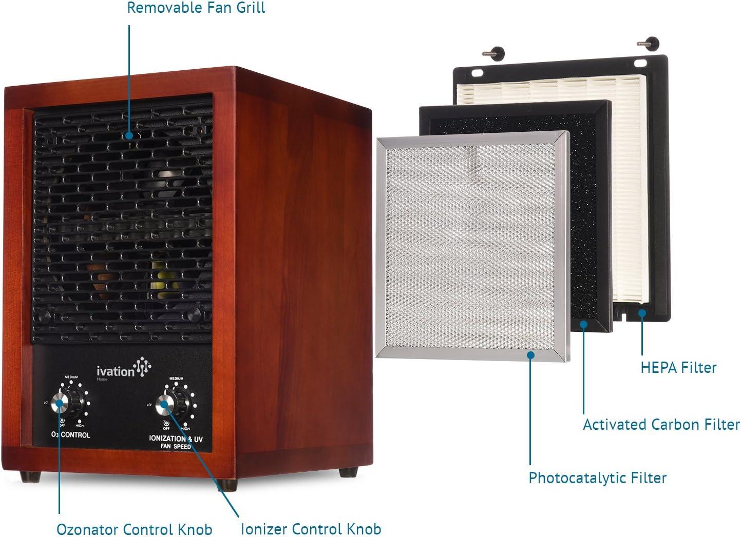 Ivation Cherry Wood HEPA Air Purifier with Ozone Generator