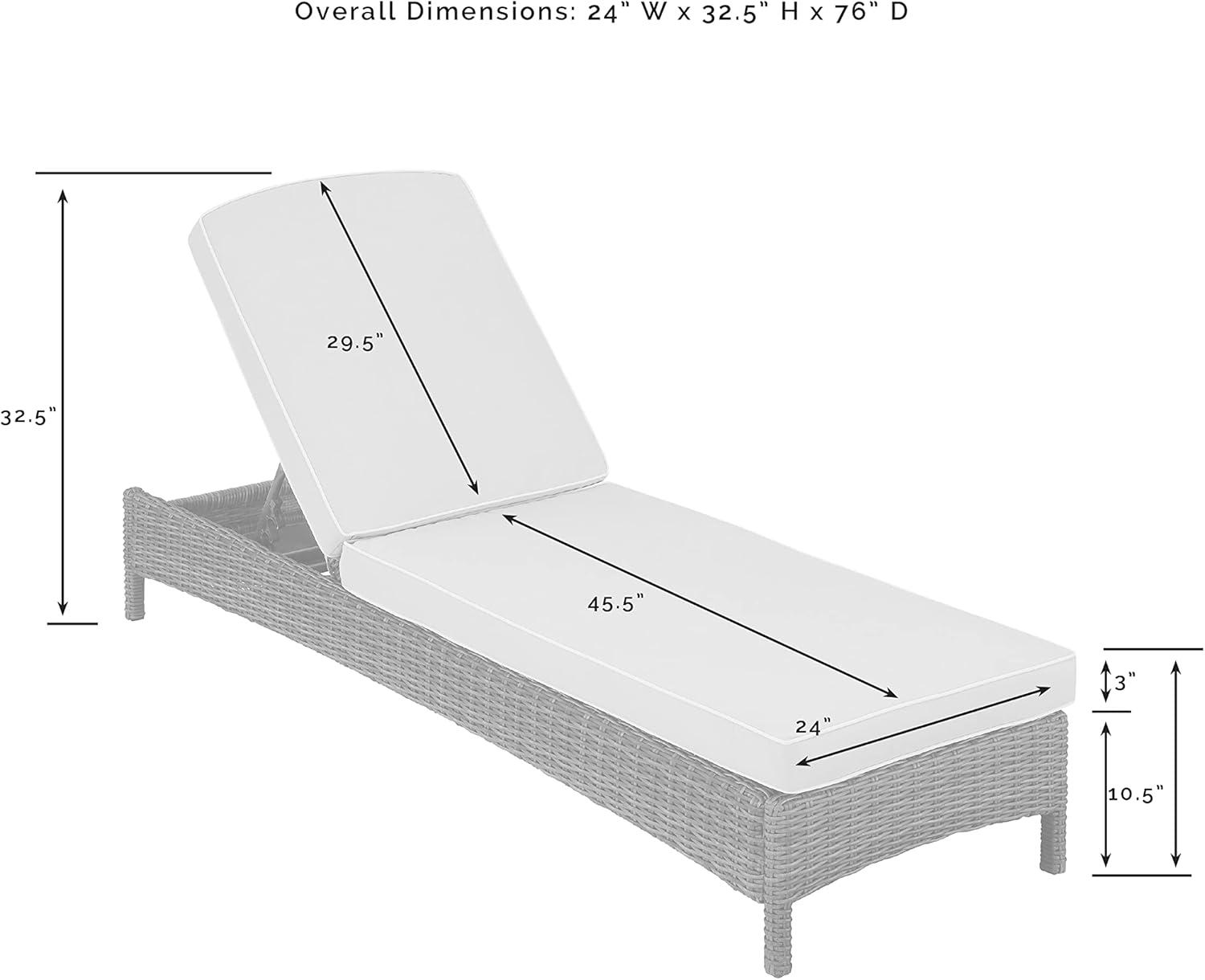 Bradenton Outdoor Wicker Chaise Lounge - Sand - Crosley: Steel Frame, Adjustable, UV-Resistant