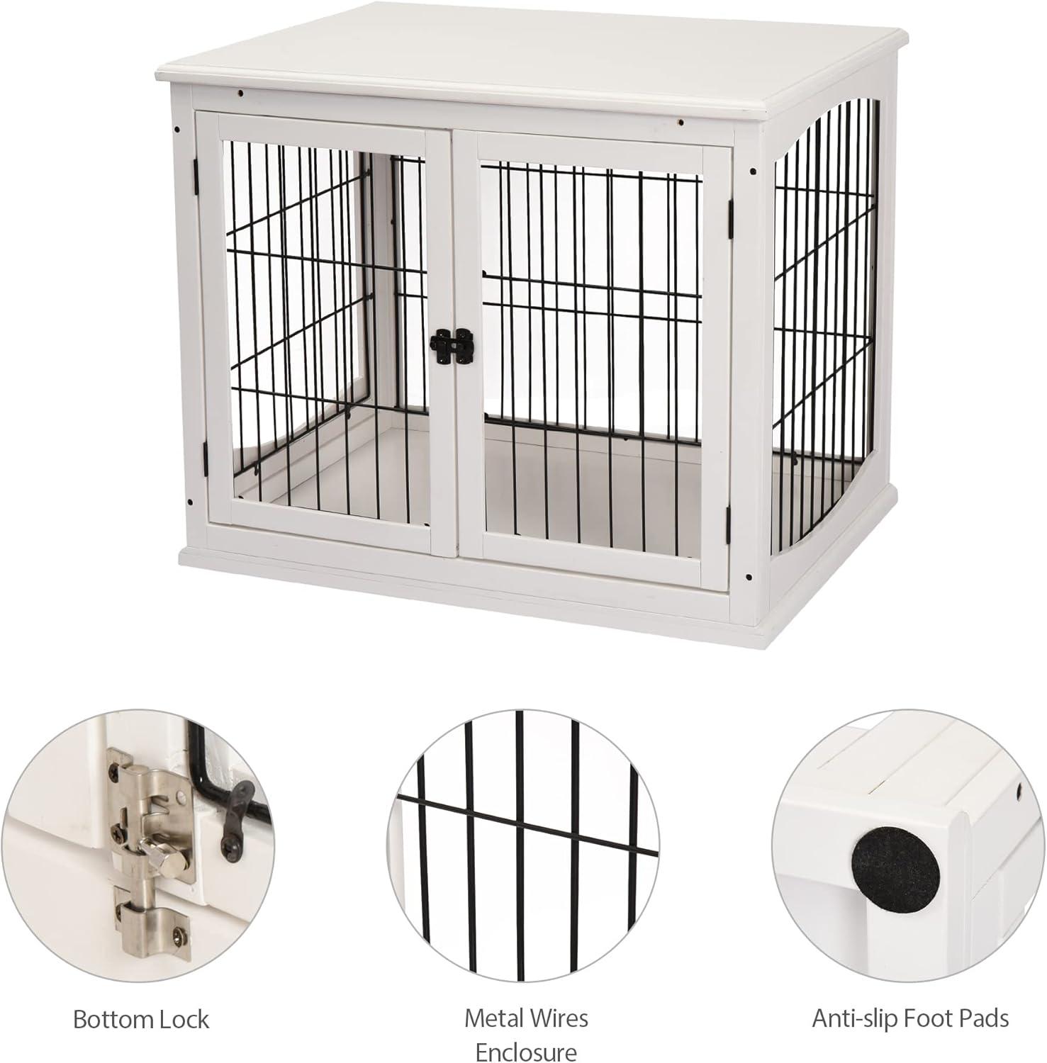 White Small MDF Dog Crate End Table