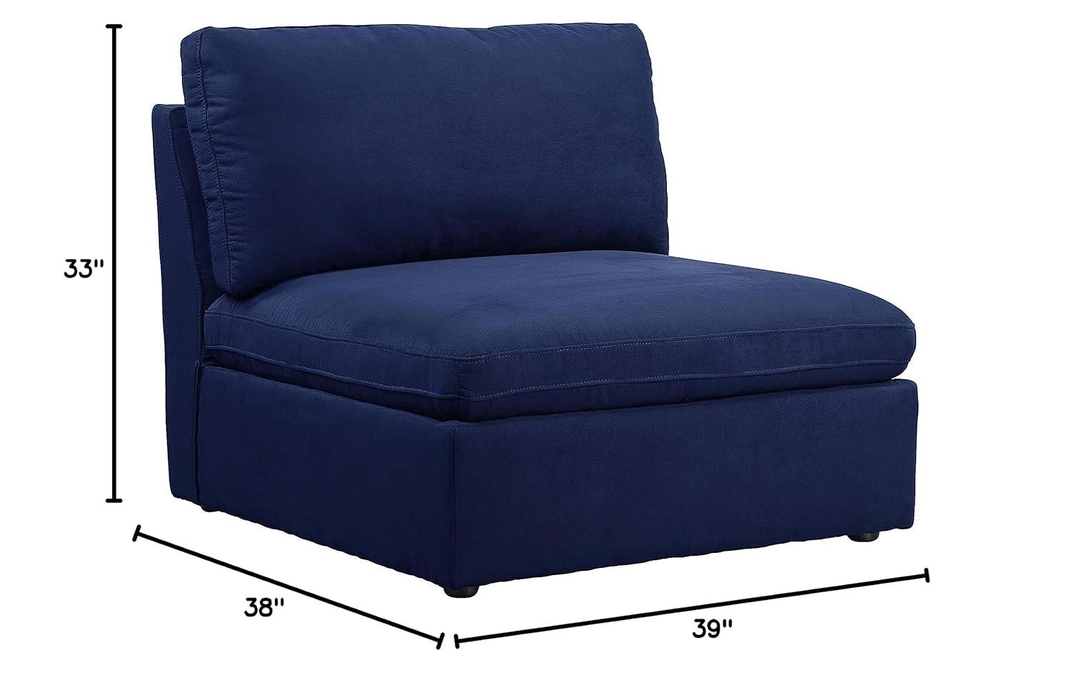 Crosby Modular - Armless Chair in Blue Fabric