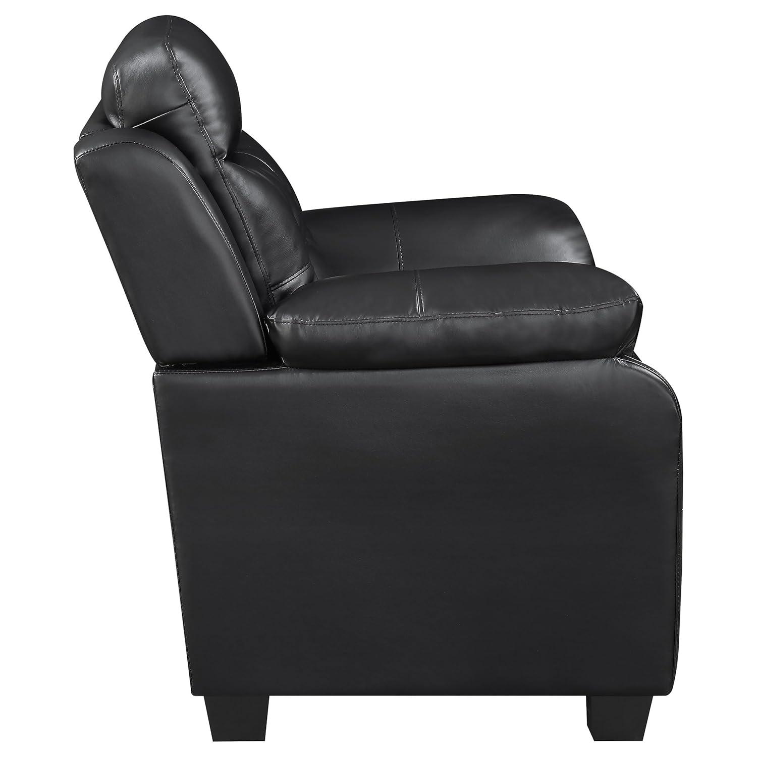 Coaster Leather Sofa Black Finish 506551