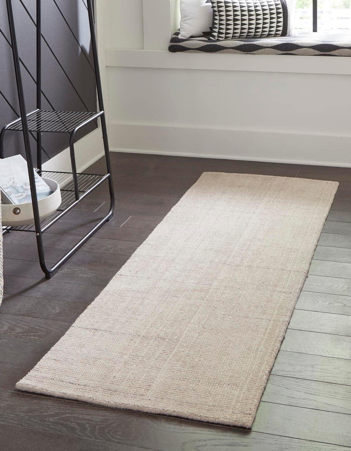 Vanilla Bean Hand-Knotted Wool Runner Rug, Easy Care