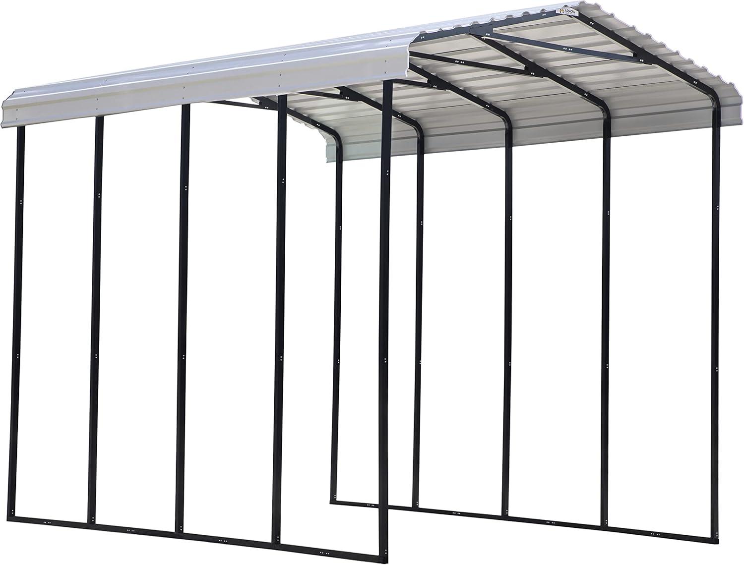 Eggshell Galvanized Steel Peak Carport Kit, 14' x 20' x 14'