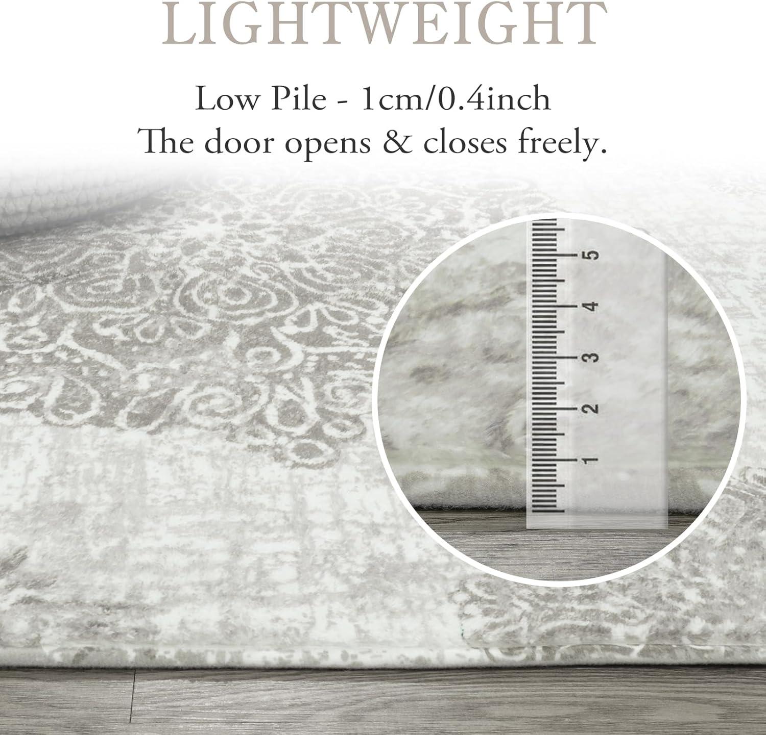 Vintage Medallion Entryway Rug - 2x3 Non Slip Washable Kitchen Rugs Small Area Rug Door Mat Indoor Entrance, Throw Ultra-Thin Rugs for Bathroom Laundry Room Bedroom Decor (2‘ X 3‘, Gray)