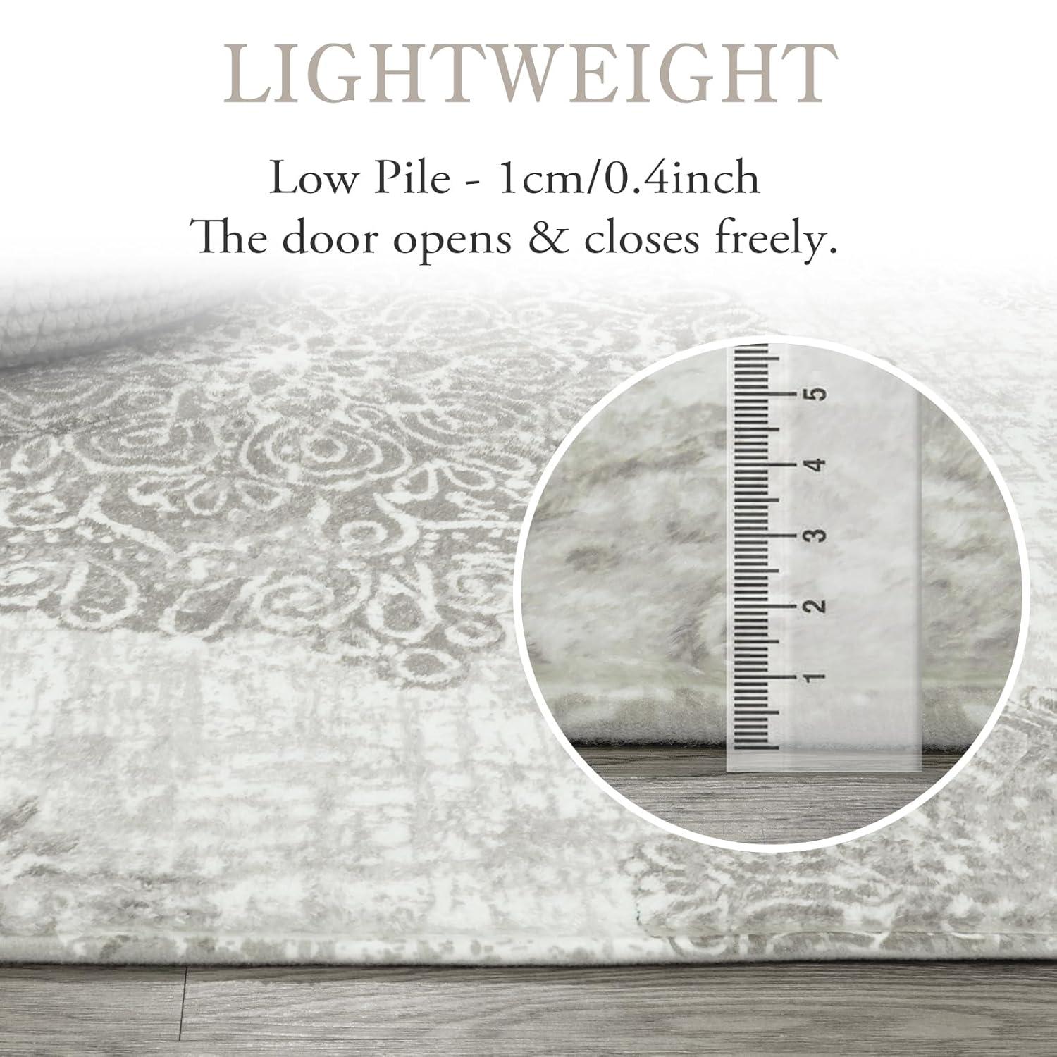 Vintage Medallion Entryway Rug - 2x3 Non Slip Washable Kitchen Rugs Small Area Rug Door Mat Indoor Entrance, Throw Ultra-Thin Rugs for Bathroom Laundry Room Bedroom Decor (2‘ X 3‘, Gray)