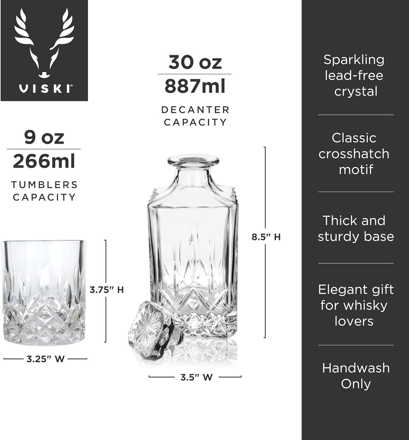 Admiral Crystal Decanter and Lowball Glass Set, 8-Piece