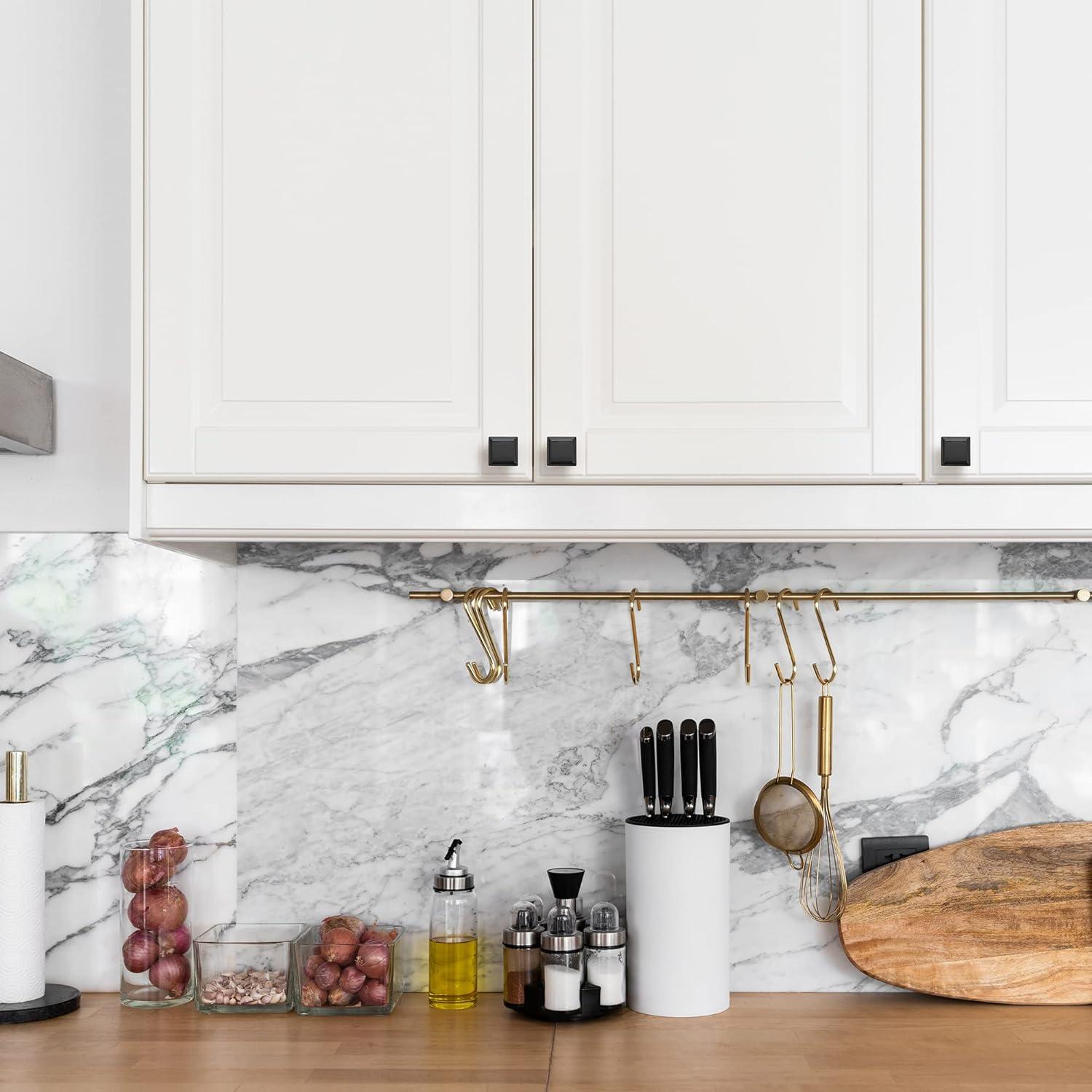 Single Hole Drawer Knobs - 10 Pack Black Cabinet Knobs - Square Dresser Knobs Dresser Handles Closet Door Knobs - Kitchen Cabinet Knobs - Cabinet Hardware