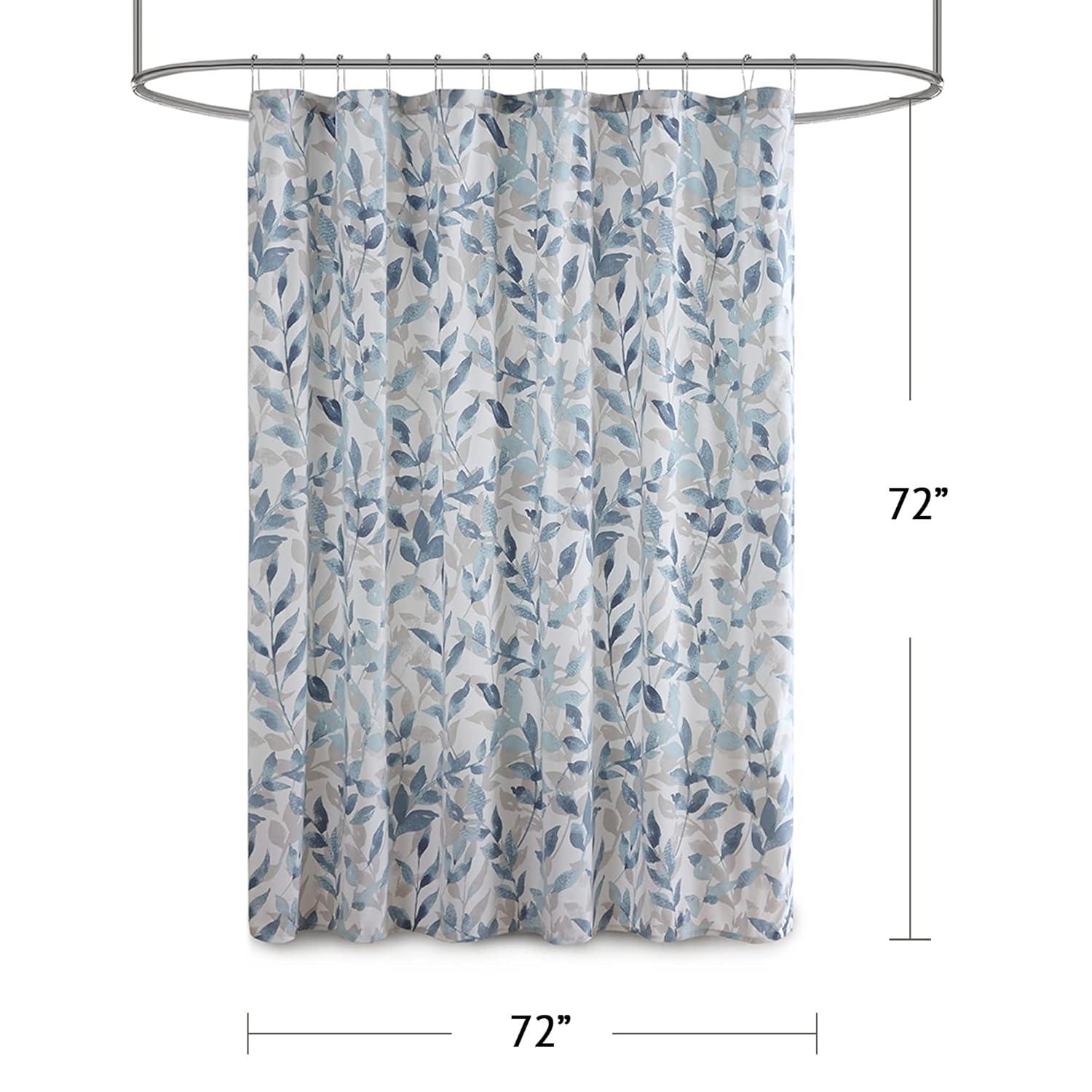 Madison Park Leisha Botanical Printed Shower Curtain Blue: Madison : Microfiber, Machine Washable, Non-Slip Backing