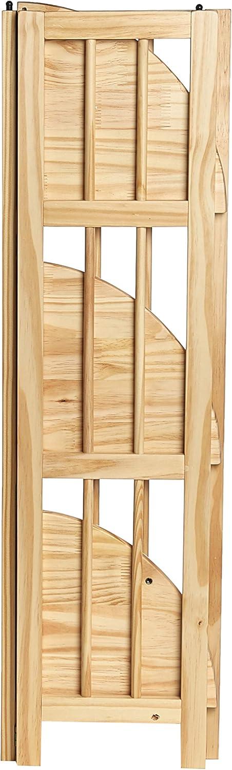 Casual Home 4-Shelf Corner Folding Bookcase-Color:Natural