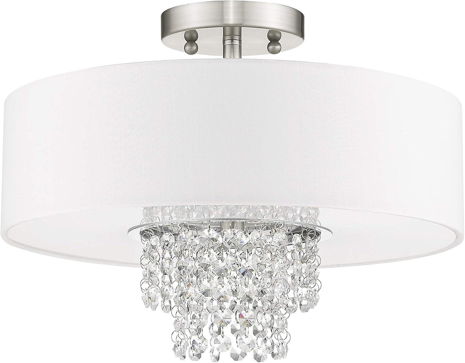 Carlisle Brushed Nickel 3-Light Semi-Flush Mount with Crystal Accents