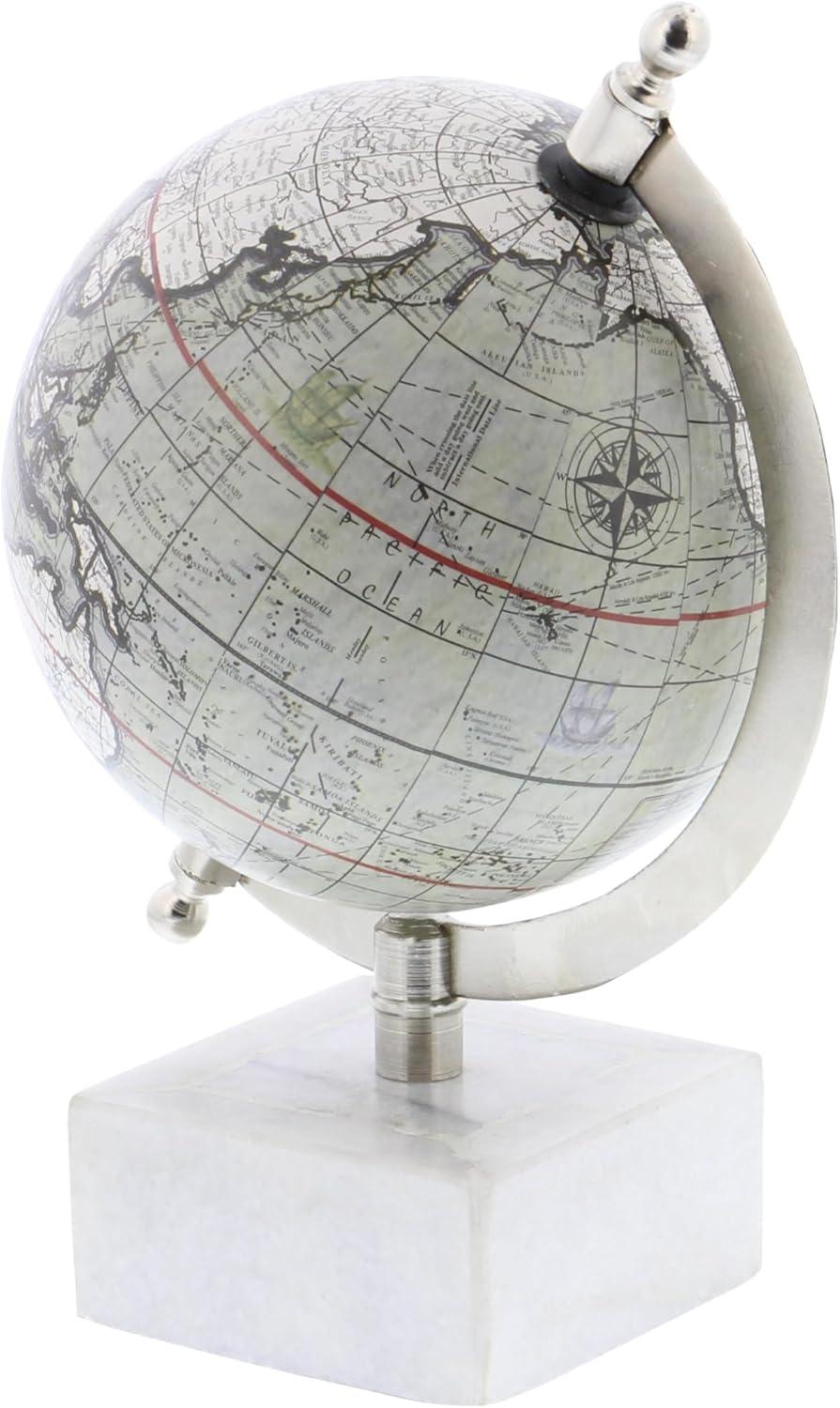 DecMode 6" White Globe with Marble Base