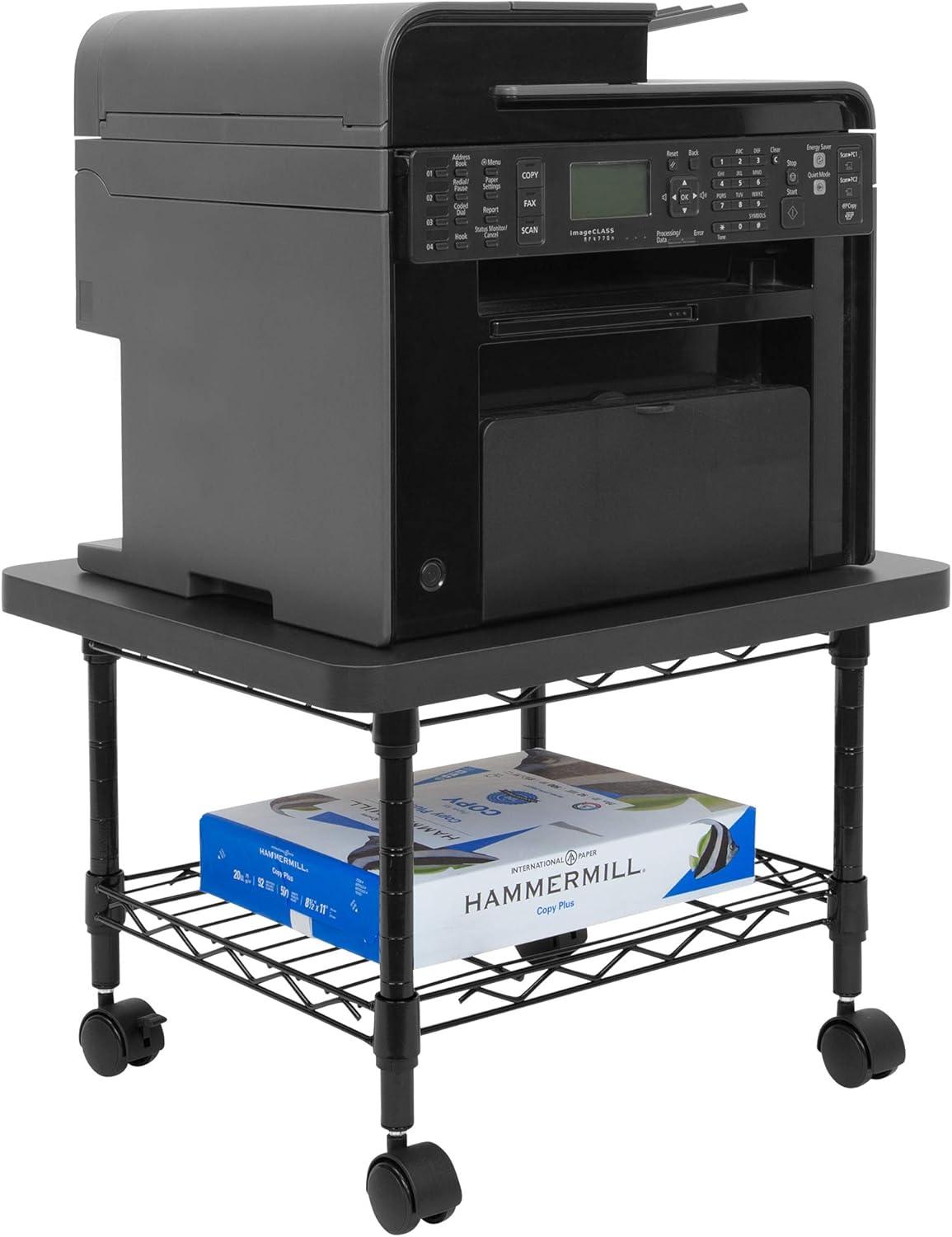 Mount-It! Under Desk Printer Stand with Wheels & Storage Shelf for Office and Home Use, 2 Tiers