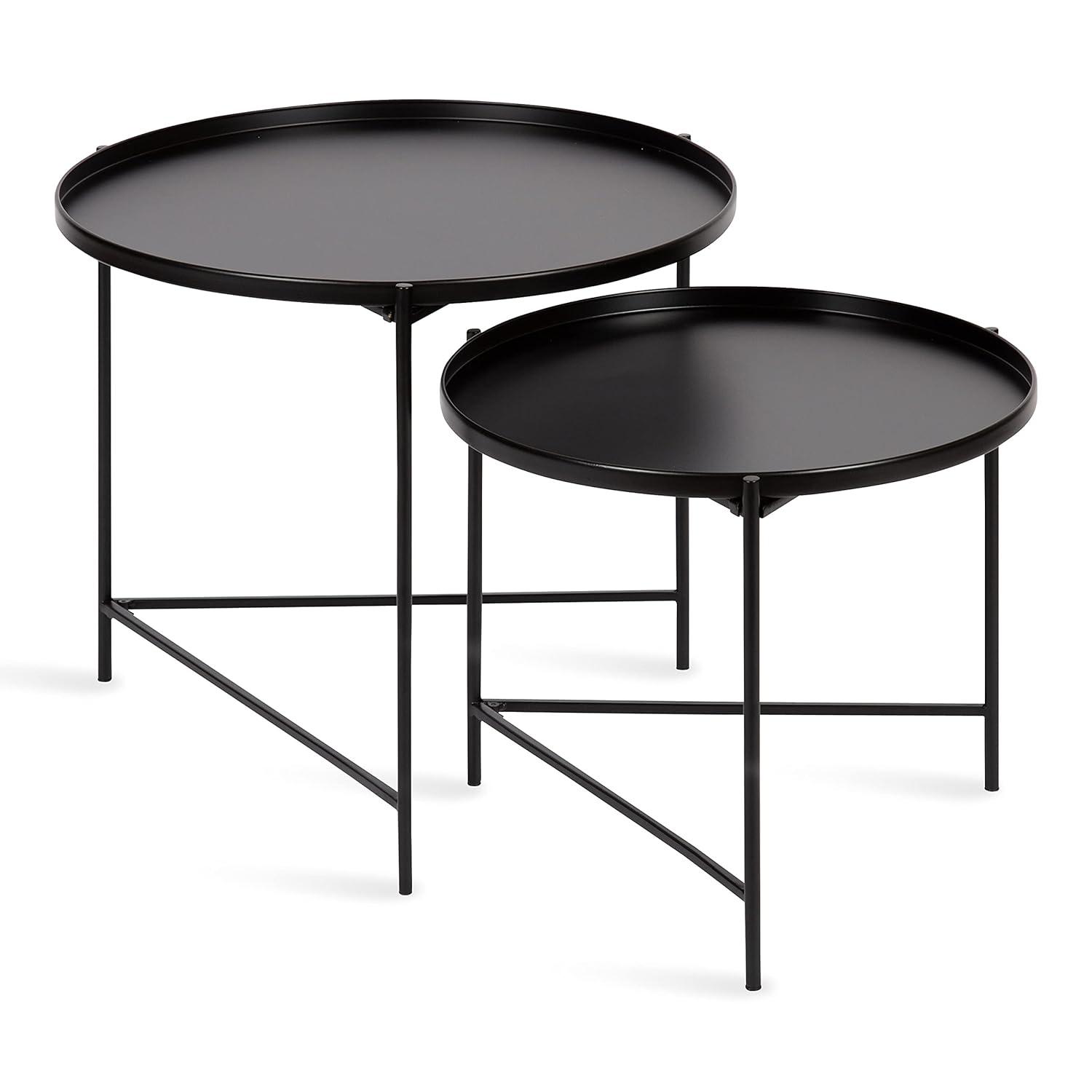 Kate and Laurel Ulani Round Metal Nesting Table, 2 Piece, Gold