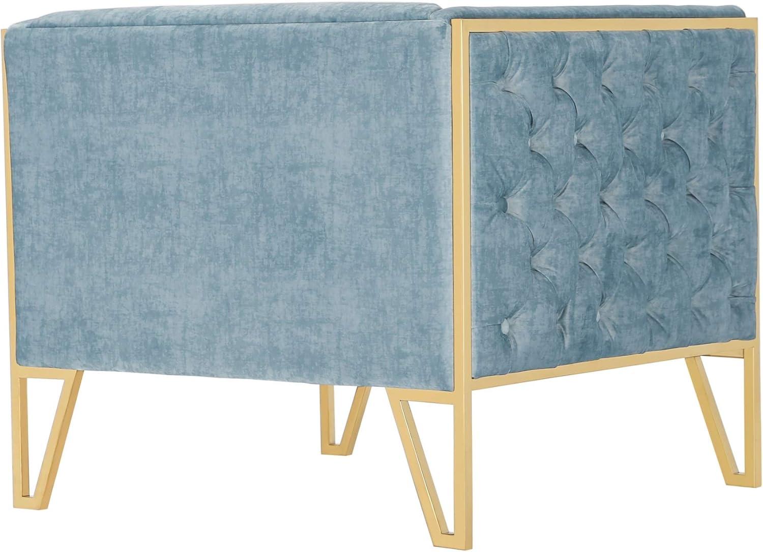 Vector Velvet 3 Seater Sofa Ocean Blue - Manhattan Comfort