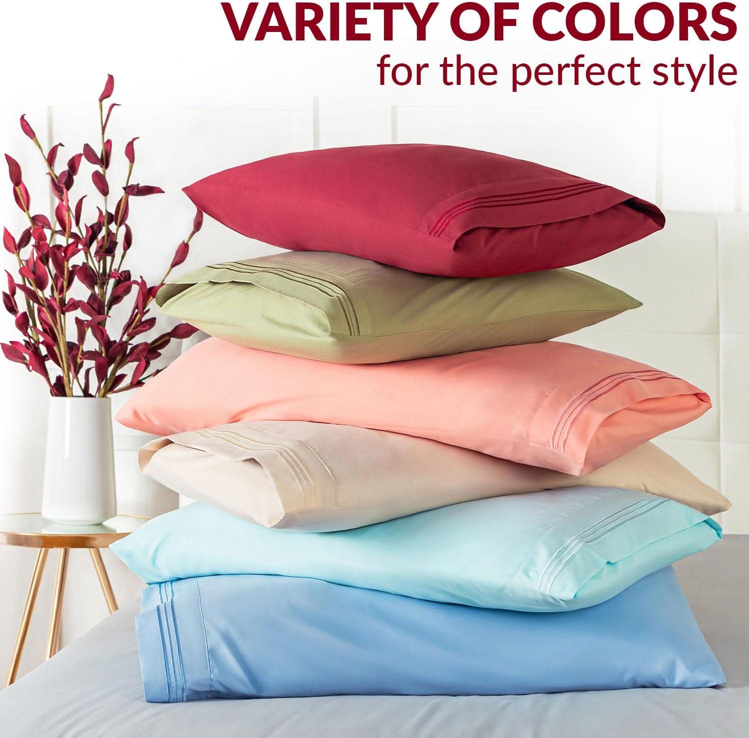 Mellanni Luxury Microfiber Pillowcases with Envelope Closure, King, Light Blue, 2 Count