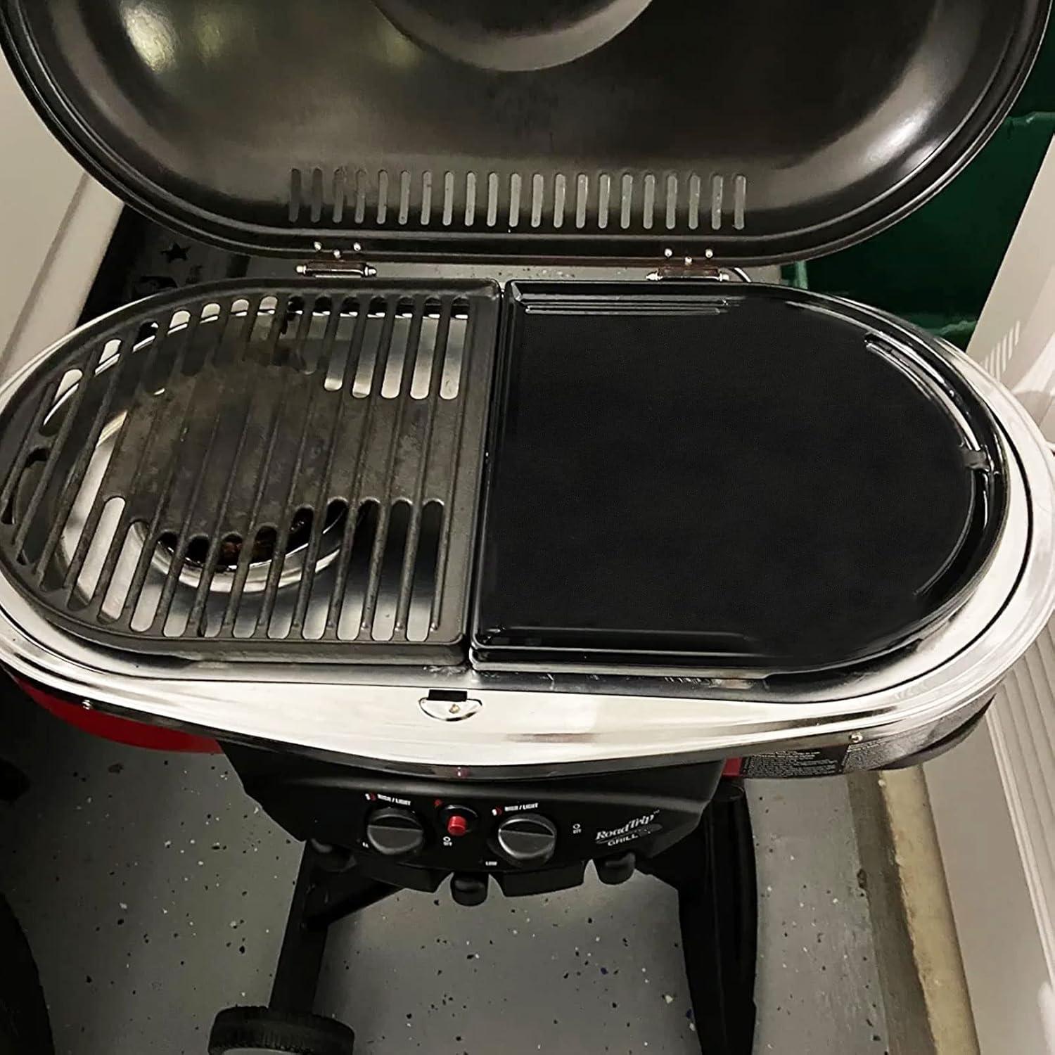 Cast Iron Half Grill Cooking Griddle for Coleman RoadTrip Swaptop Grills LX LXE LXX, Non-Stick Flat Cooking Pan BBQ Accessories, 1 Pack