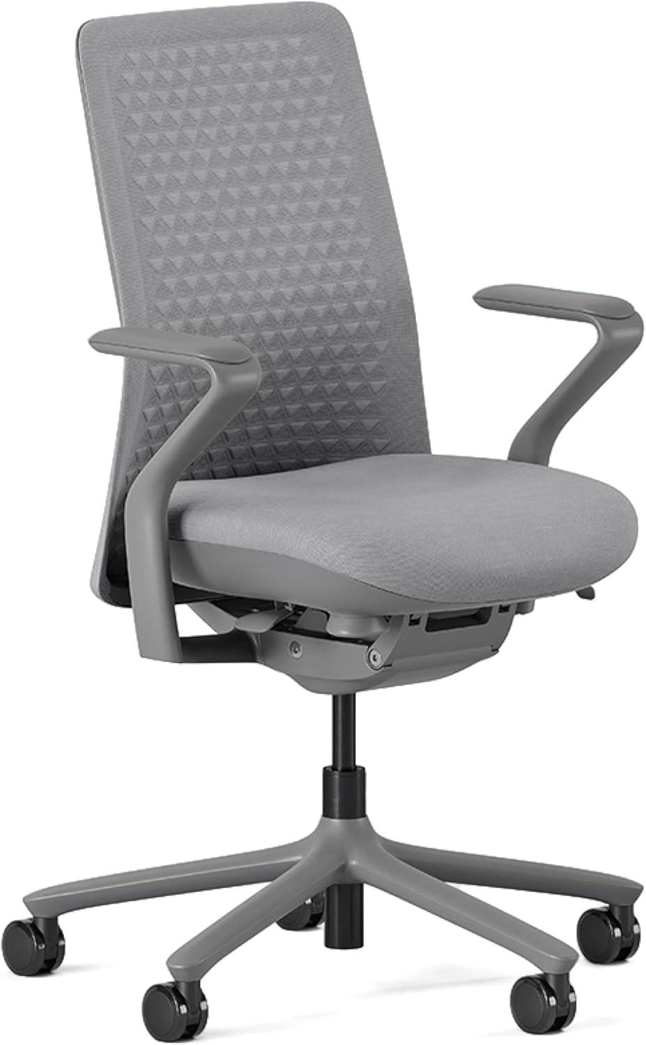 Lunar Gray Fabric Swivel Task Chair with Adjustable Lumbar Support