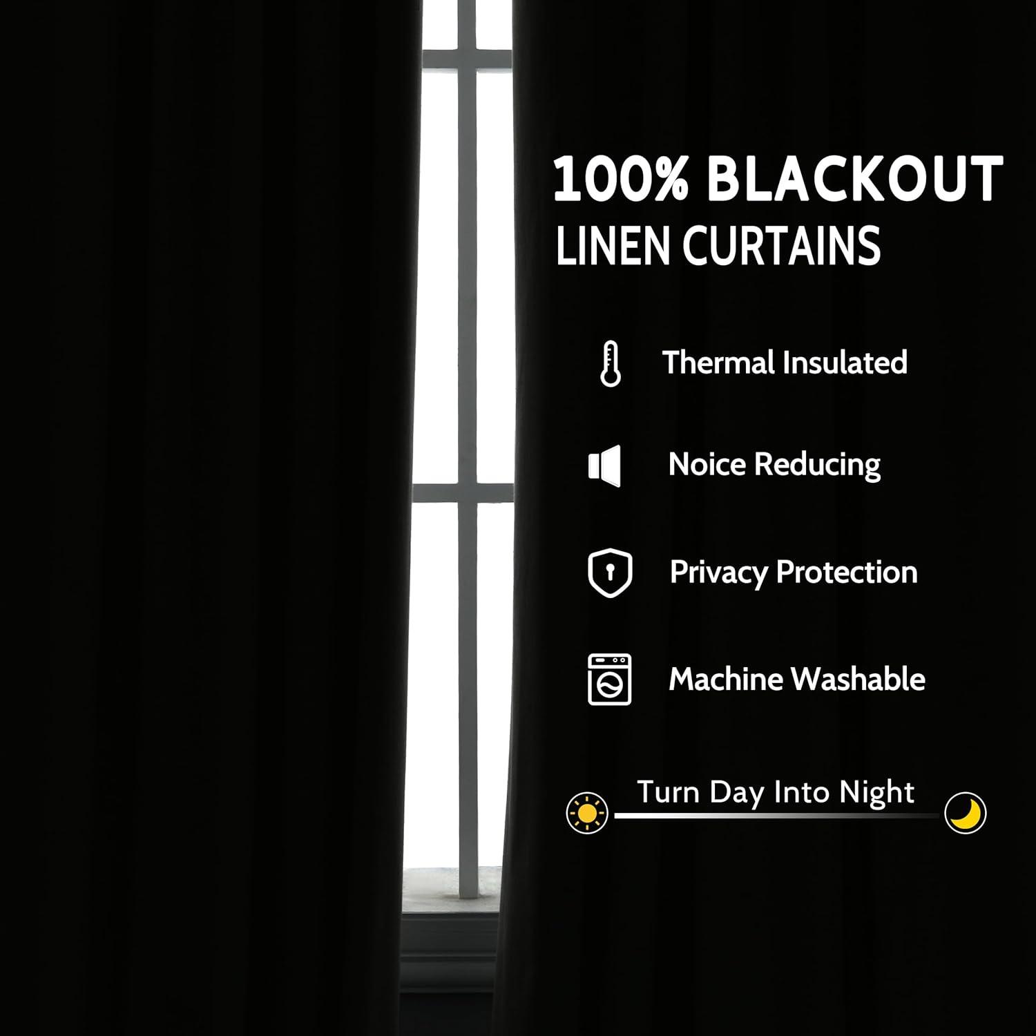 Hokku Designs Warm Taupe Curtain 96 Inches Long For Bedroom/Living Room Thermal Insulated Blackout Back Tab And Rod Pocket Dining Room Curtains Drapes 2 Panels - Taupe Tan,W52 X L96