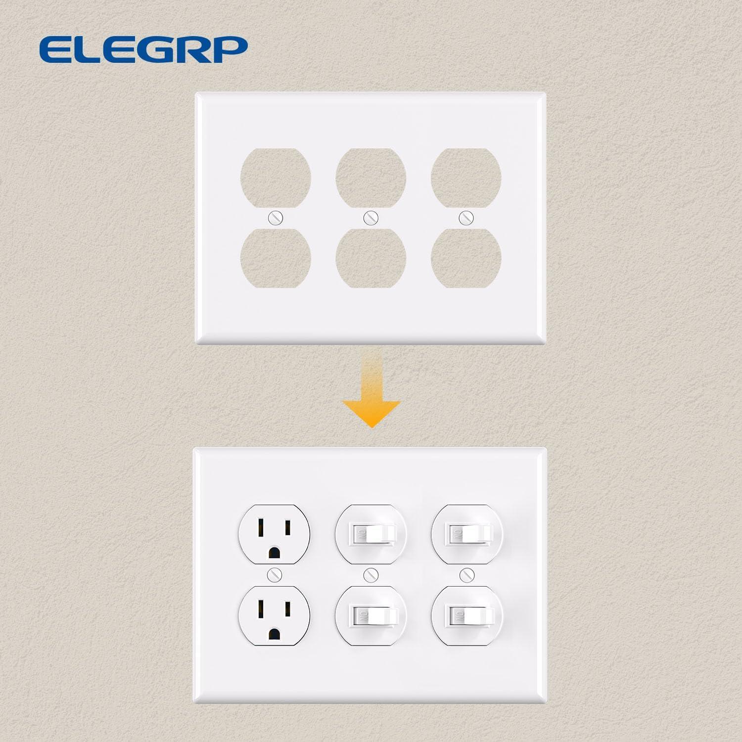 Glossy White 3-Gang Lexan Polycarbonate Duplex Receptacle Wall Plate