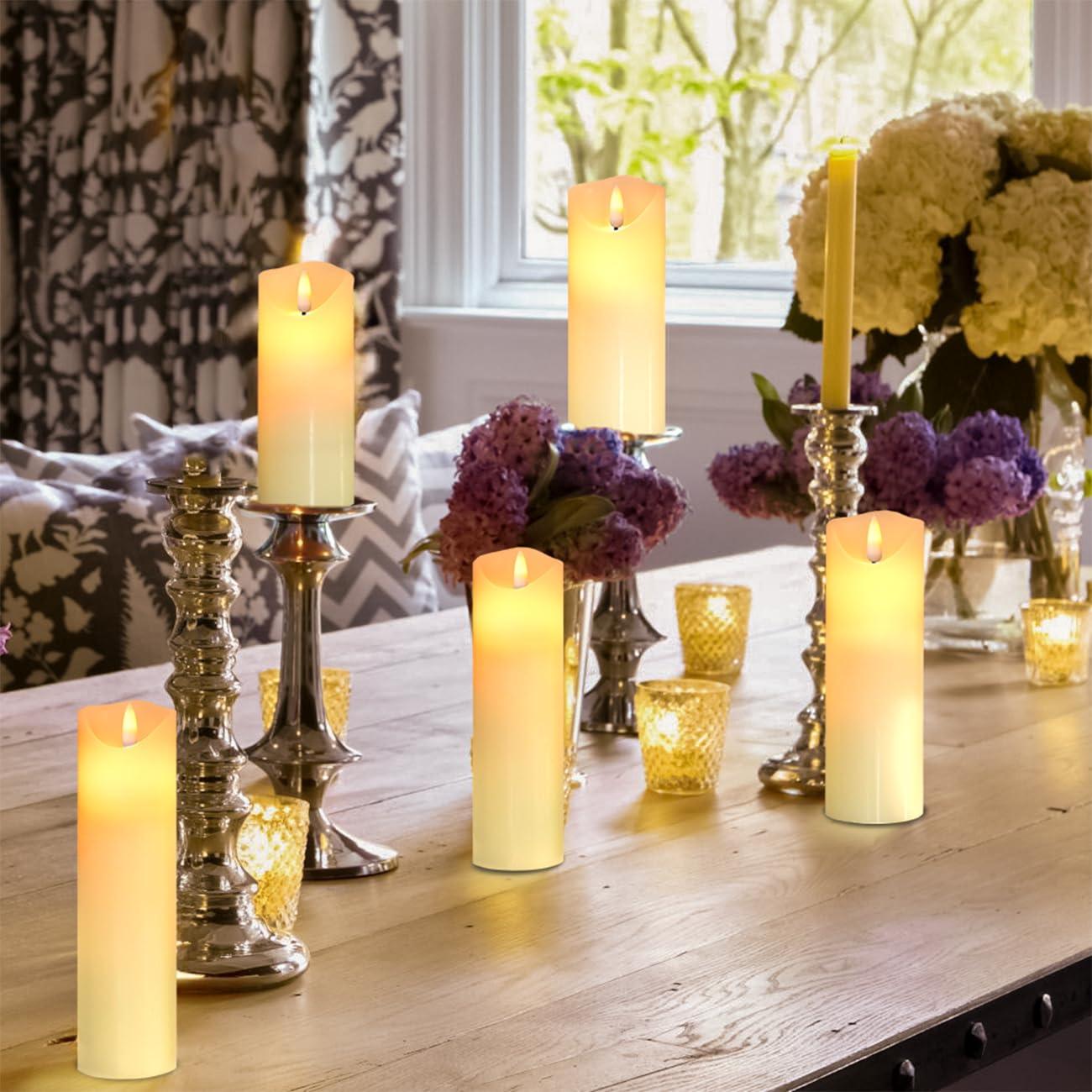 Da by Flameless Candles LED Pillar Candles ,Battery Operated Candles Wich Remote and Timer, Flickering LED Candles,Real Wax,Set of