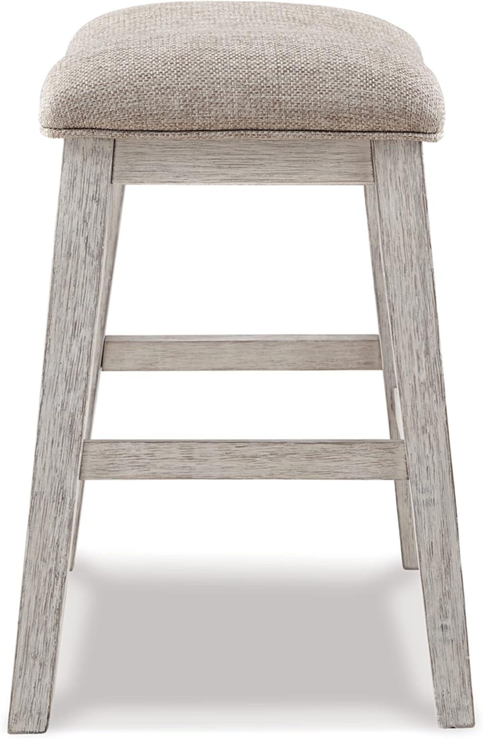 Signature Design By Ashley Skempton Modern 24" Counter Height Upholstered Barstool, 2 Count, Whitewash