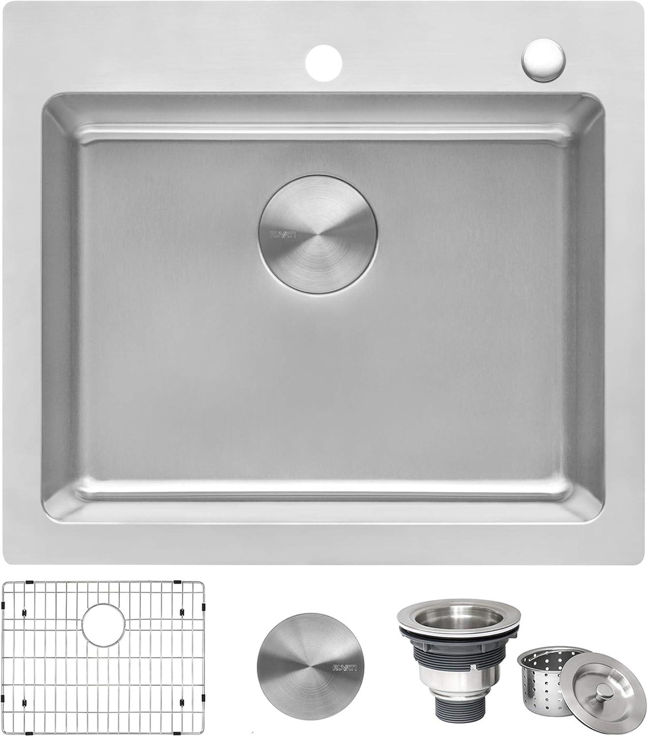 23 x 20 Inch Stainless Steel Drop-In Single Bowl Kitchen Sink